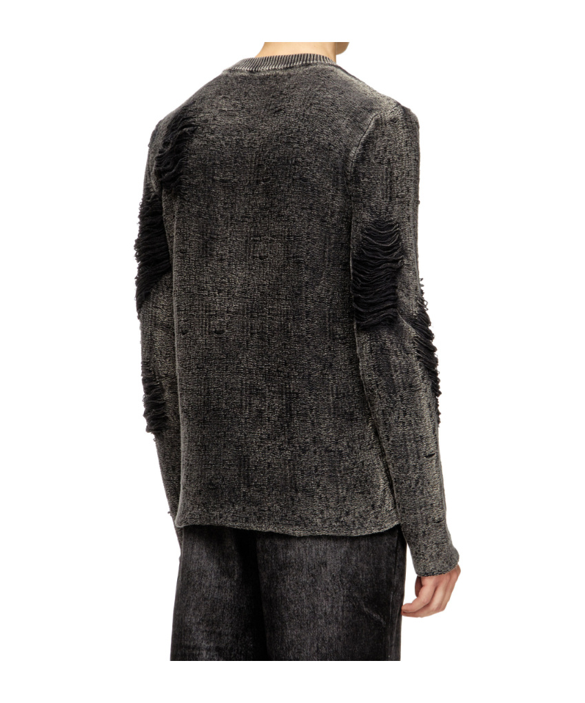 Diesel Destroyed Jumper With Floating Yarns In Gray