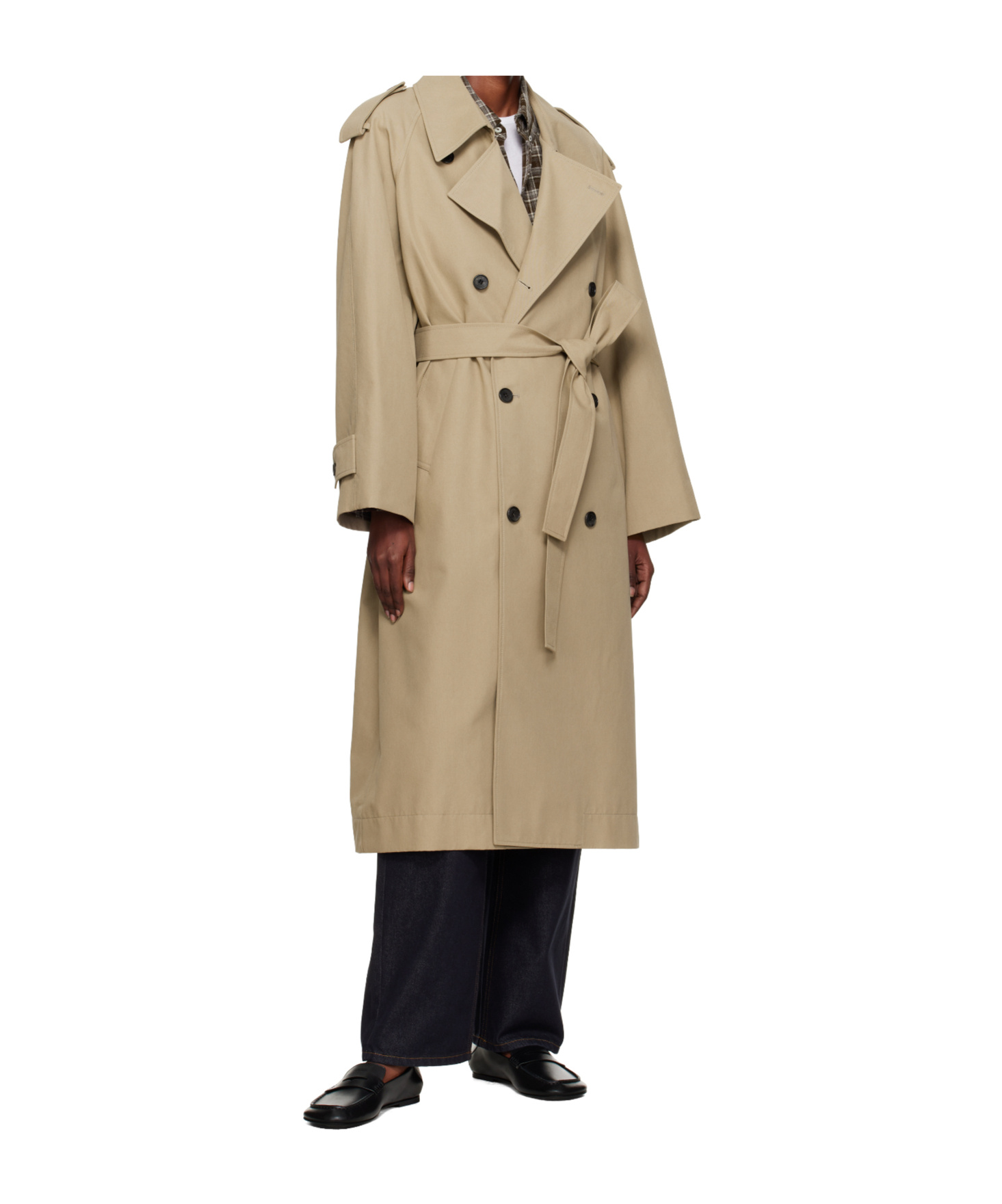 Dunst Tan Unisex Oversized Trench Coat In Gold