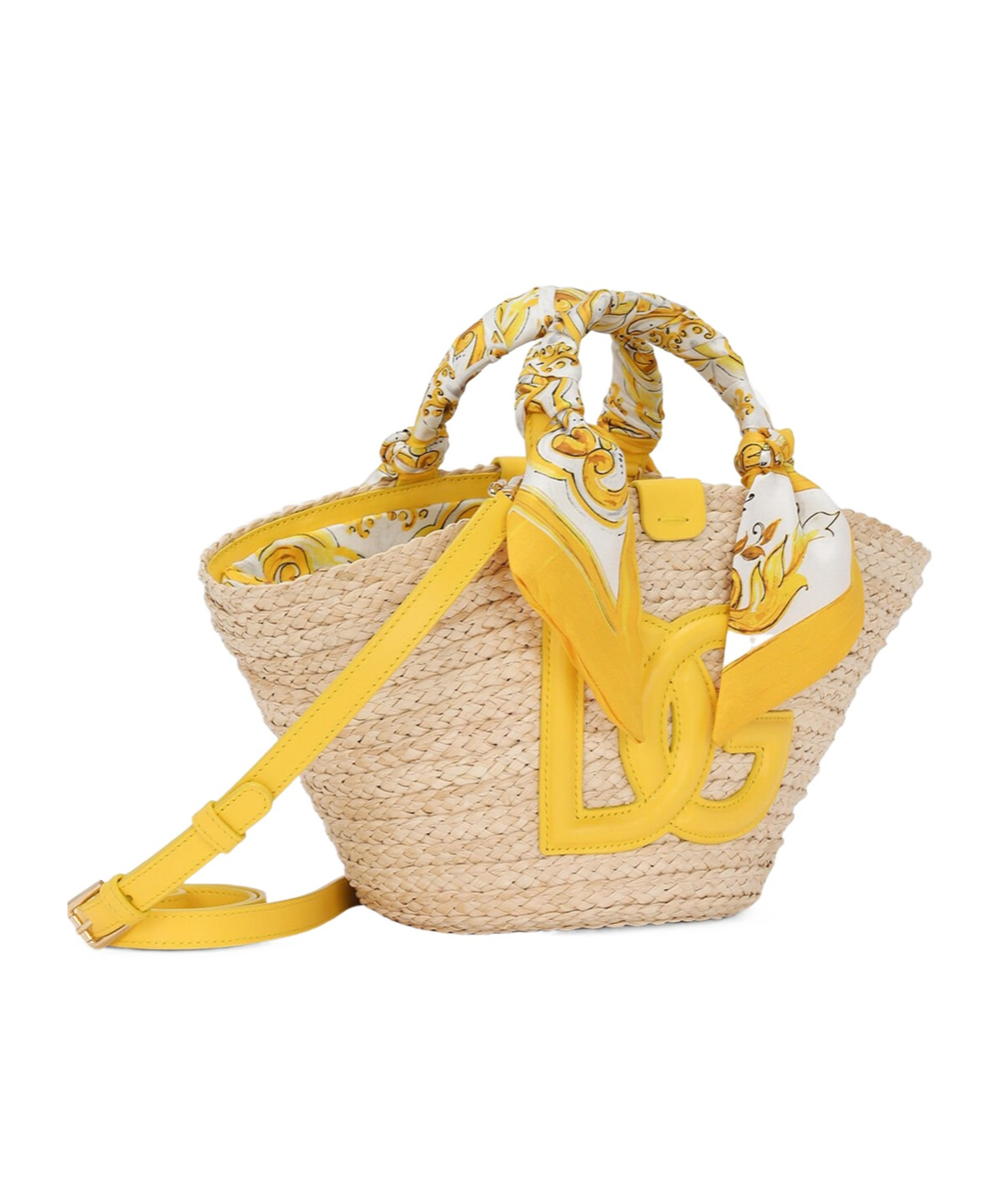 DOLCE & GABBANA SMALL KENDRA STRAW TOTE BAG