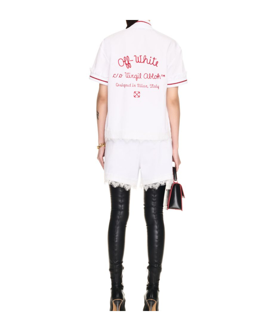 Off-white Lace-detailing Shorts In White