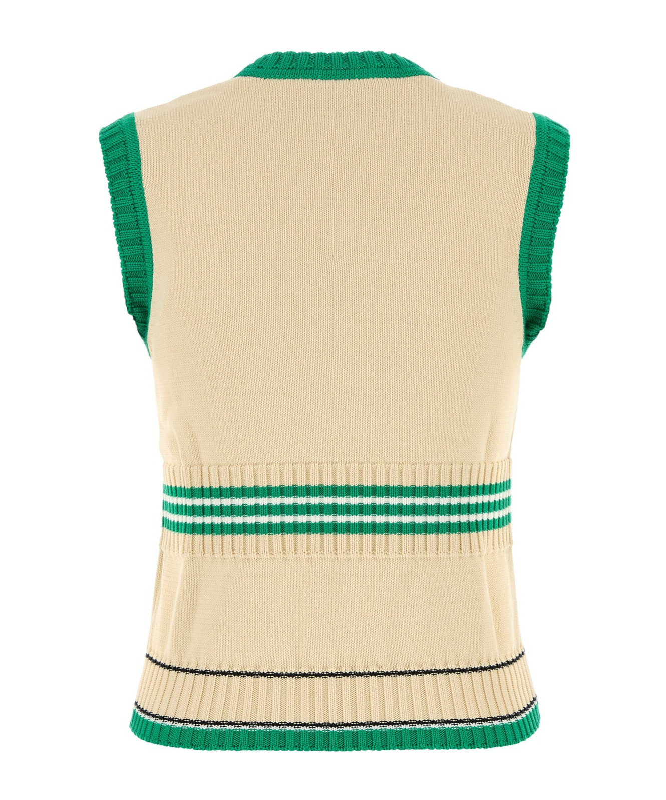 Valentino Cotton Vest With Ribbed Trim And Striped Pattern In Brown
