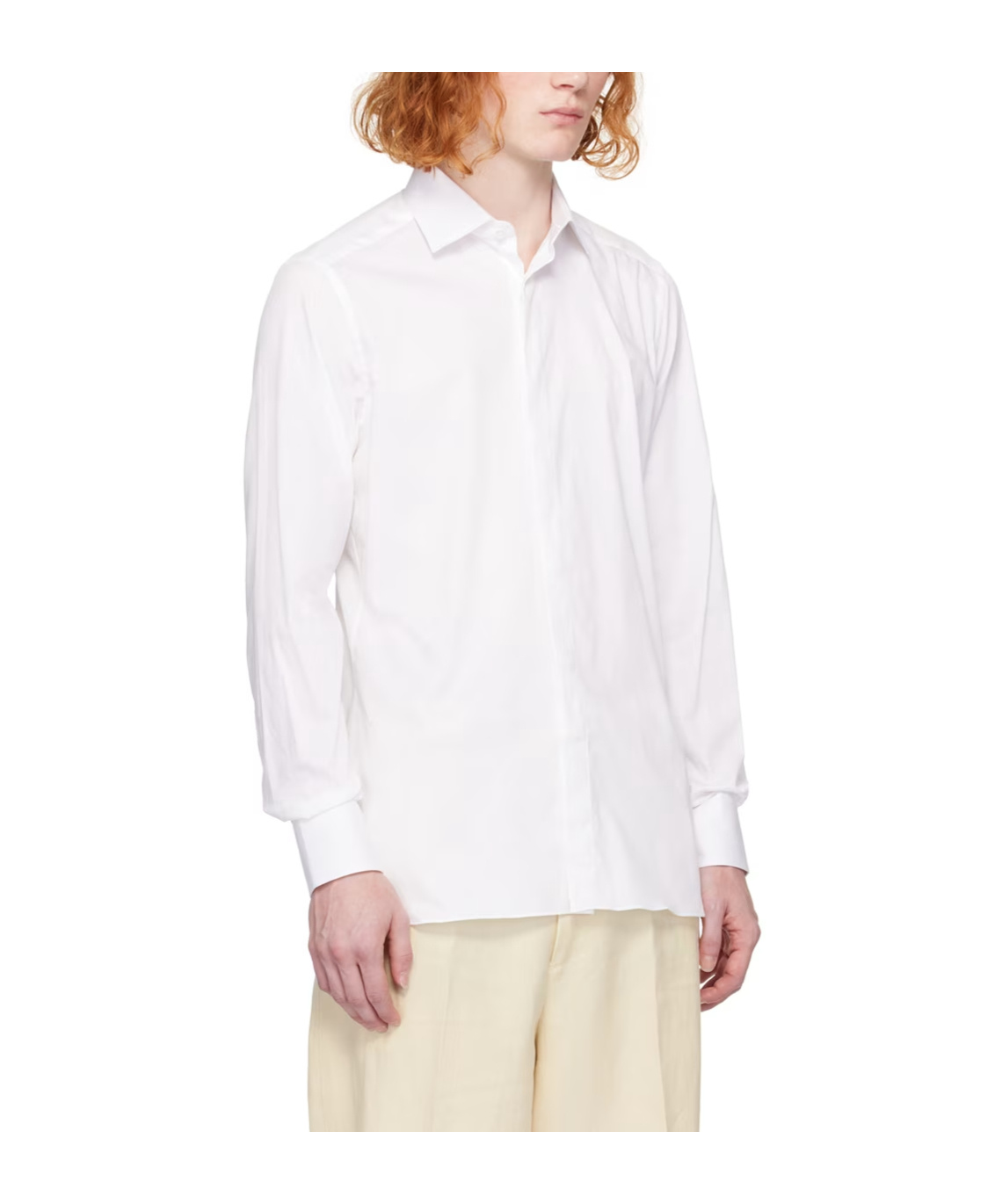 Zegna Micro Striped Trecapi Tailored Fit Long Sleeve Shirt In White