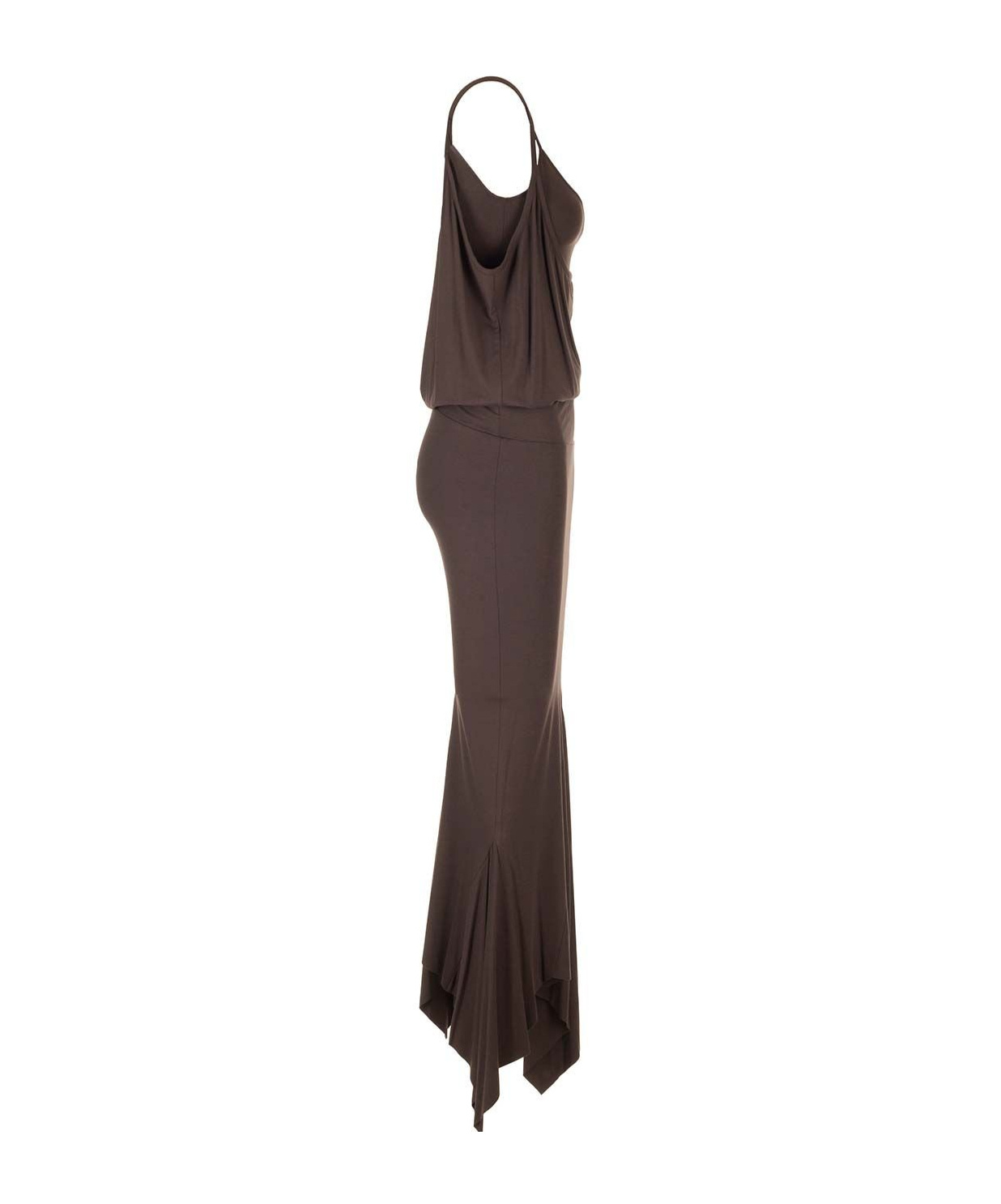 Shop Attico The Asymmetric Jersey Midi Dress In Brown