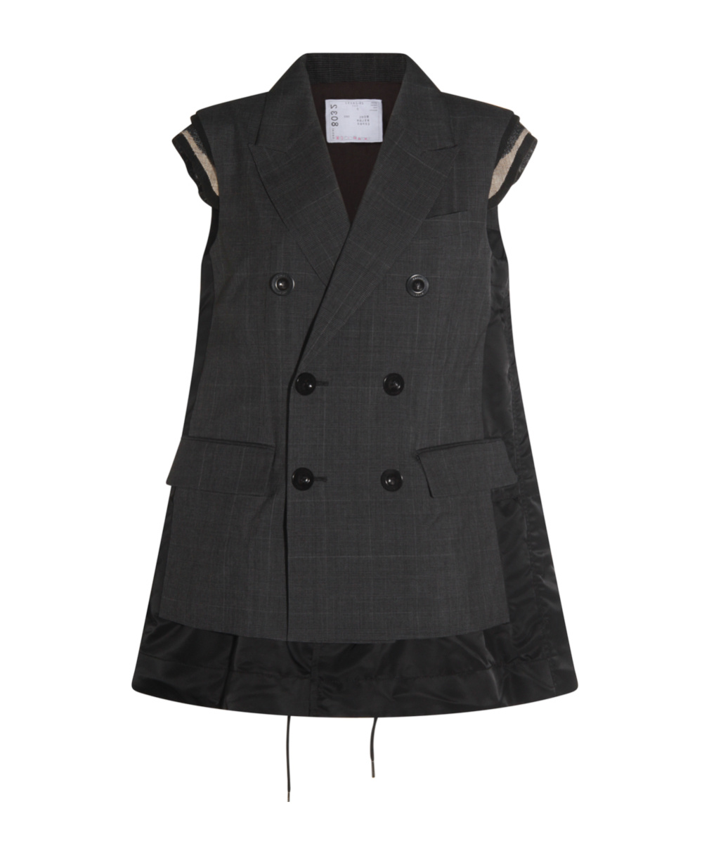 Sacai Tailored Vest With Button Detailing And Flap Pockets In Black