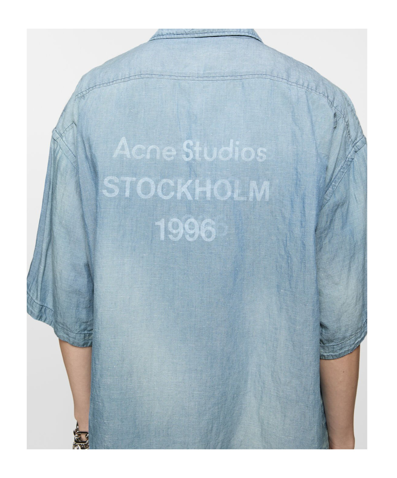 Acne Studios Button-up Shirt Logo Stamp In Blue