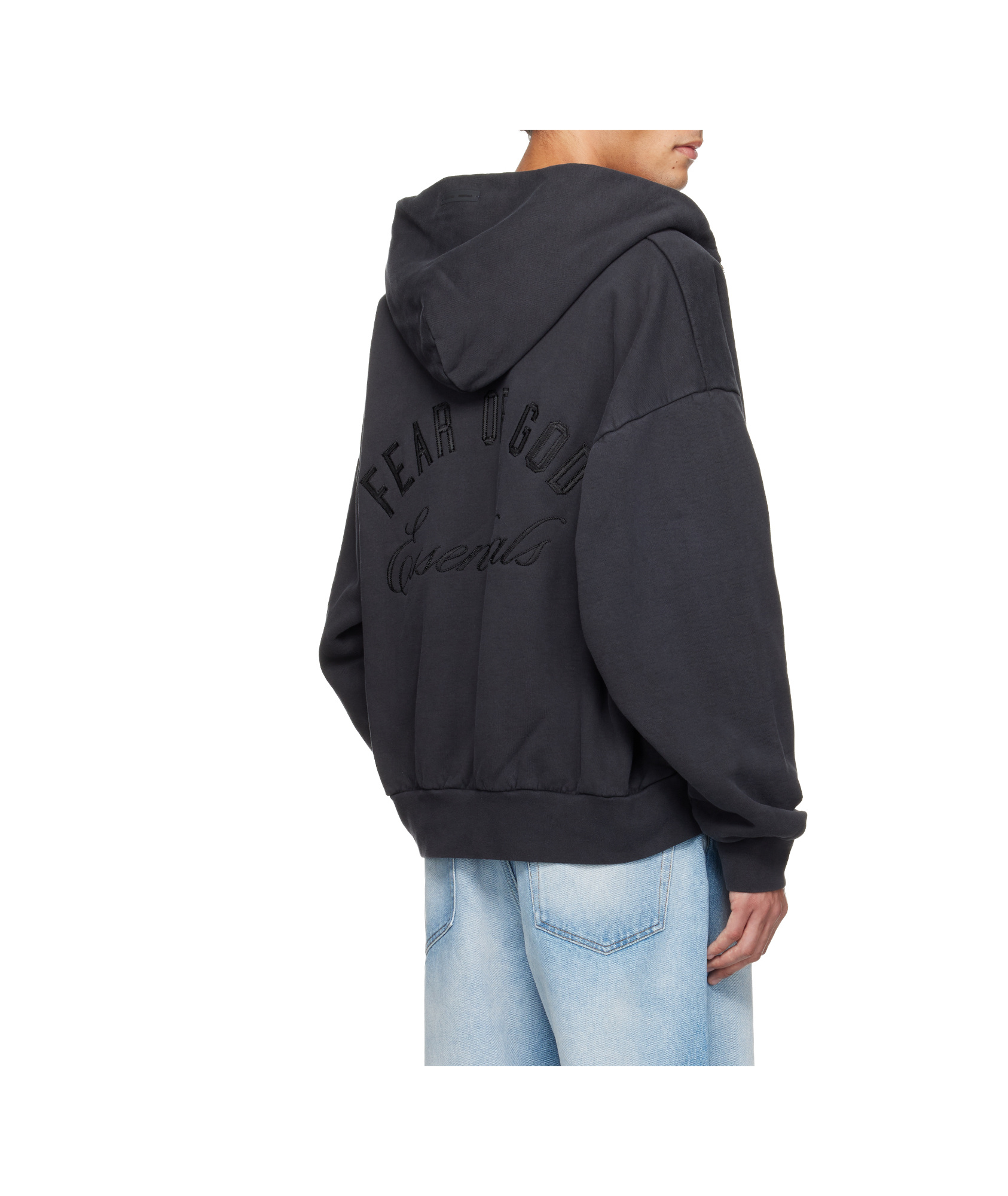 Essentials Holiday Embroidered Classic Full Zip Hoodie In Gray