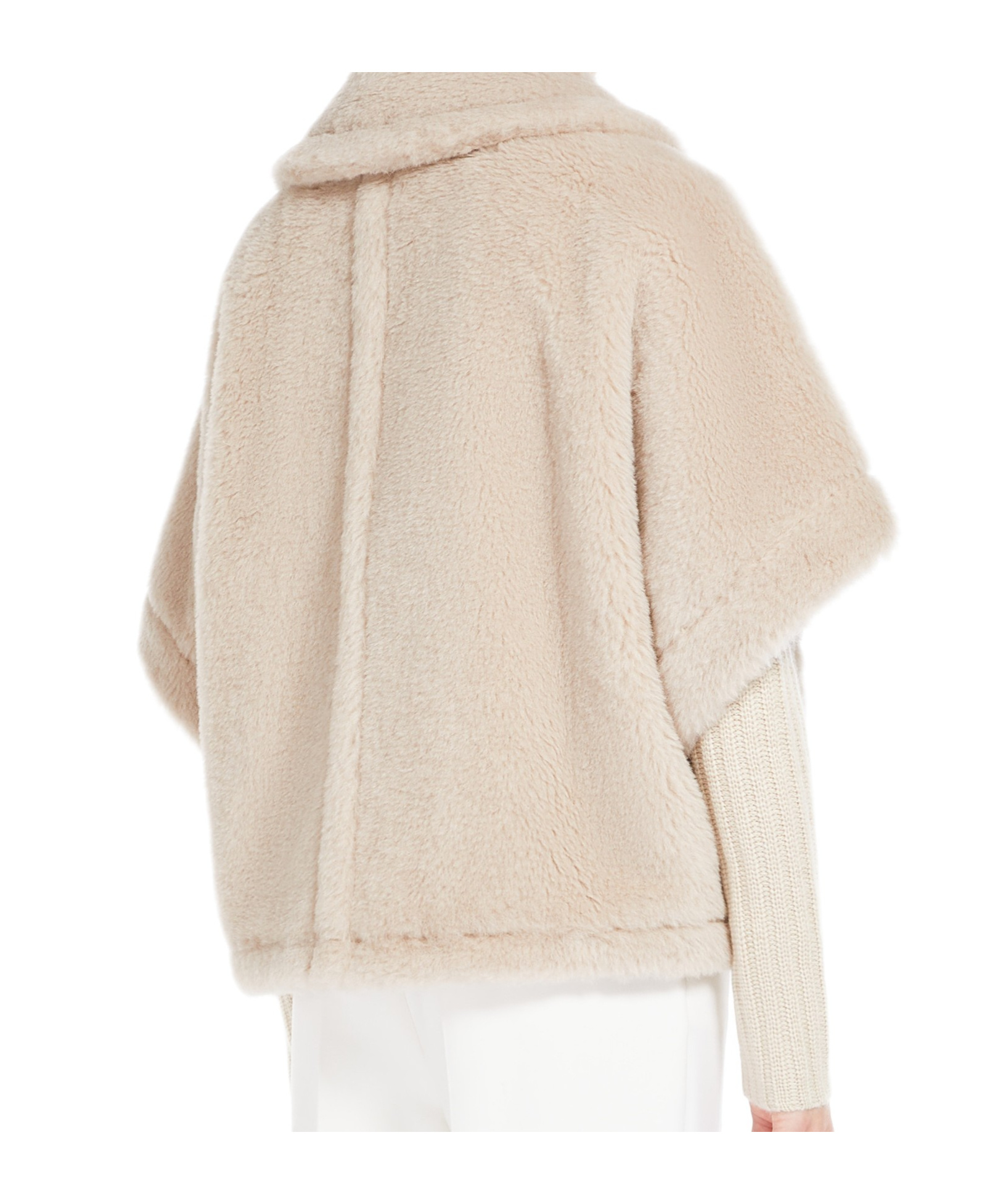 Max Mara Cape In Alpaca And Wool Teddy Fabric In Brown