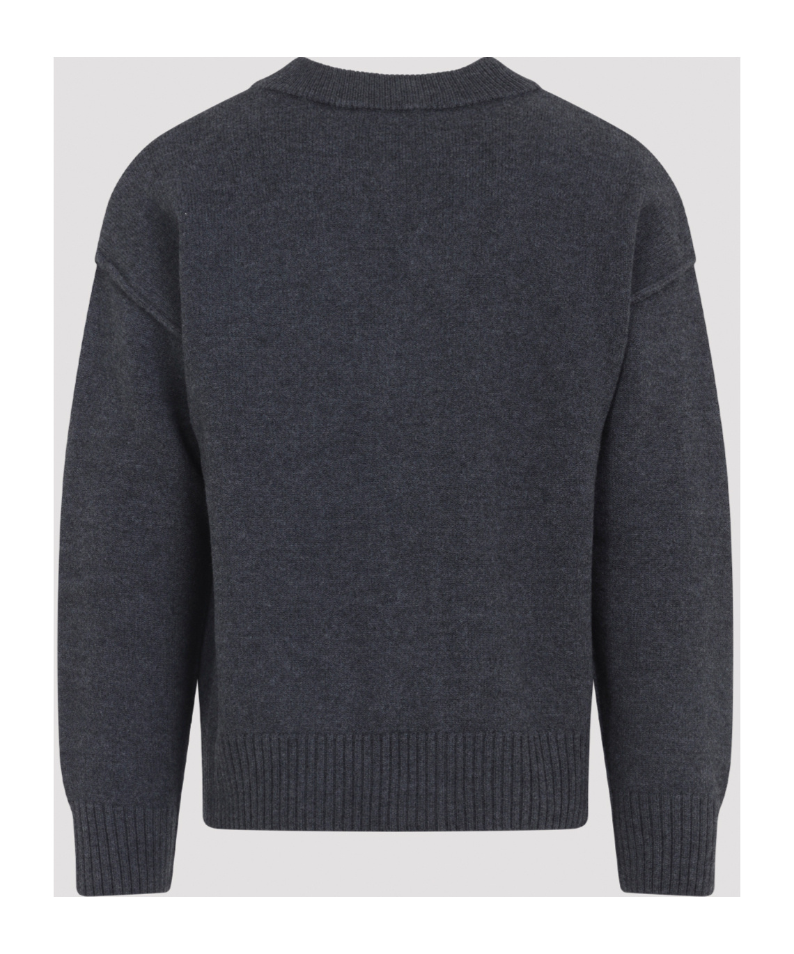 Ami Alexandre Mattiussi Heather Grey Wool Cardigan With Embroidered Logo In Gray