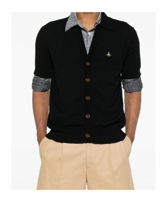 Vivienne Westwood Black Cotton Polo Cardigan