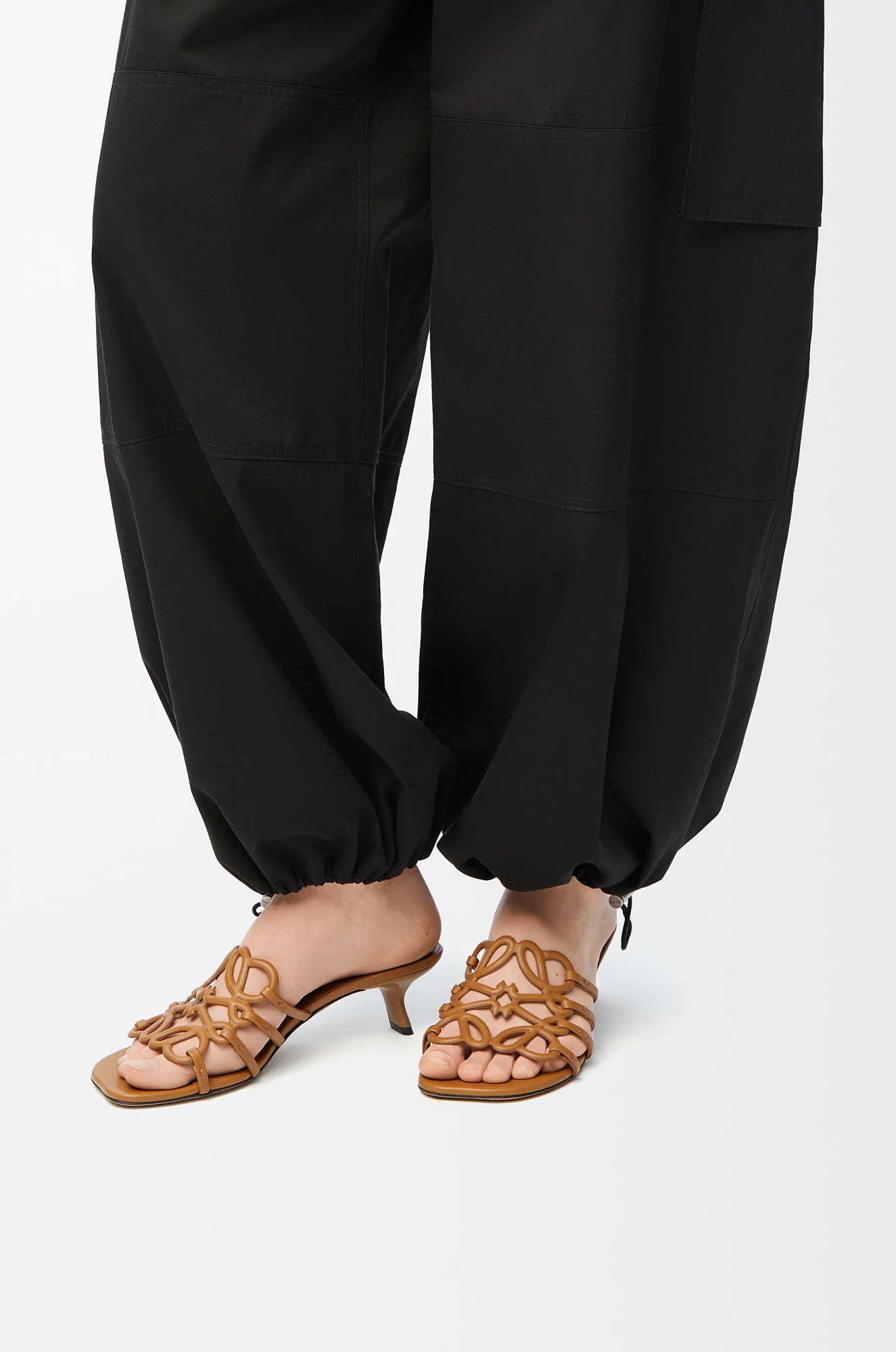 Loewe Petal Anagram Leather Caged Mule Sandals