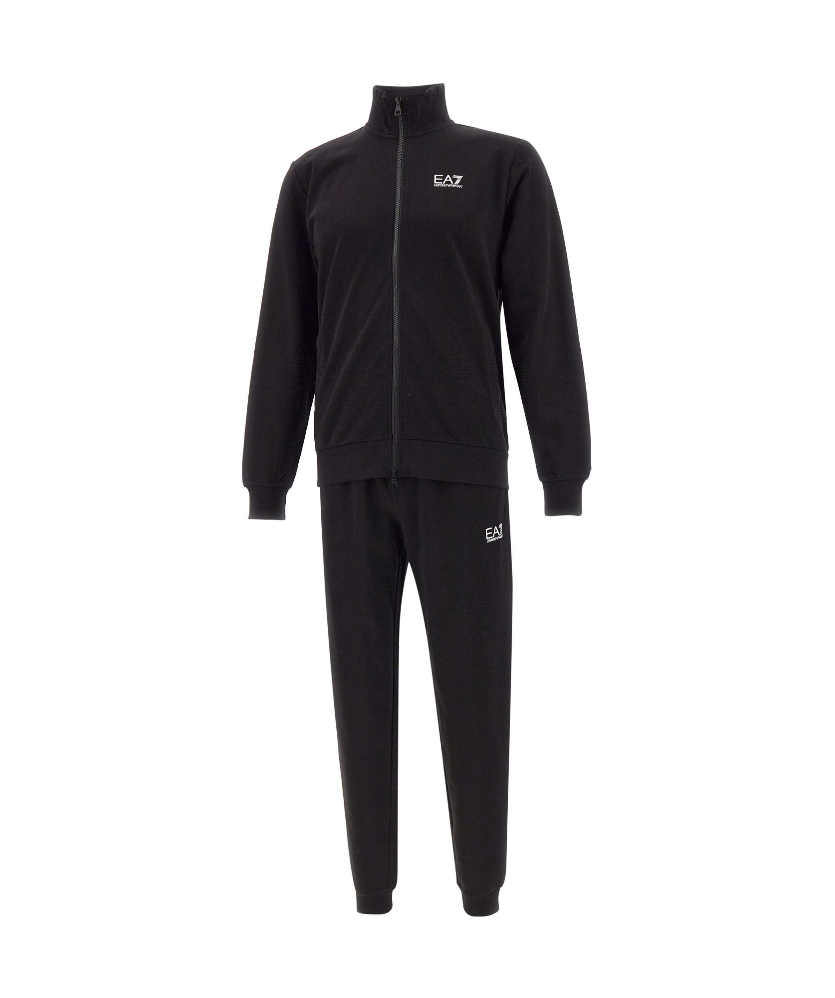 Ea7 Emporio Armani Logo Printed Zipped Track Suit In Black