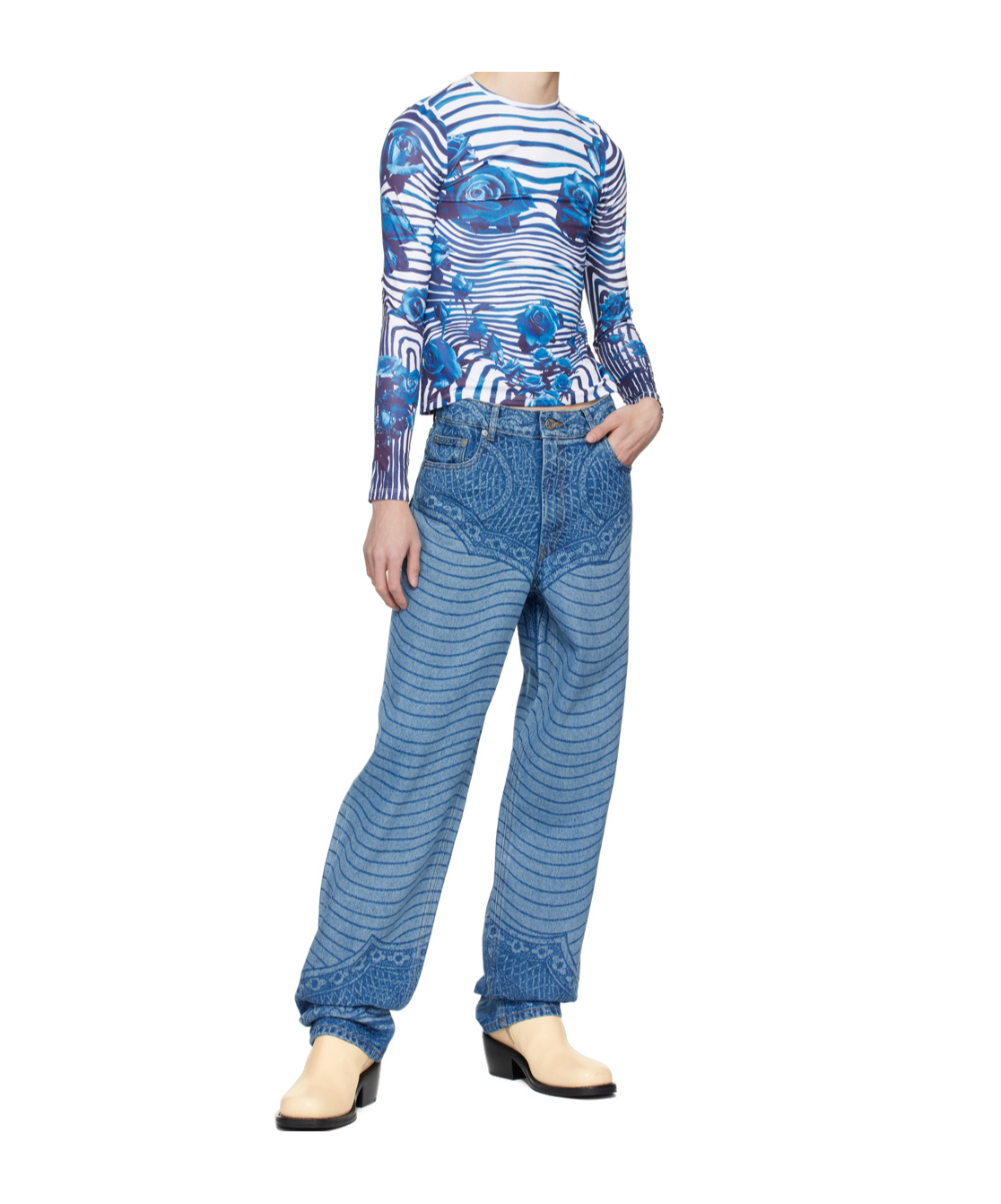 Jean Paul Gaultier Non-stretch Denim Jeans In Multi