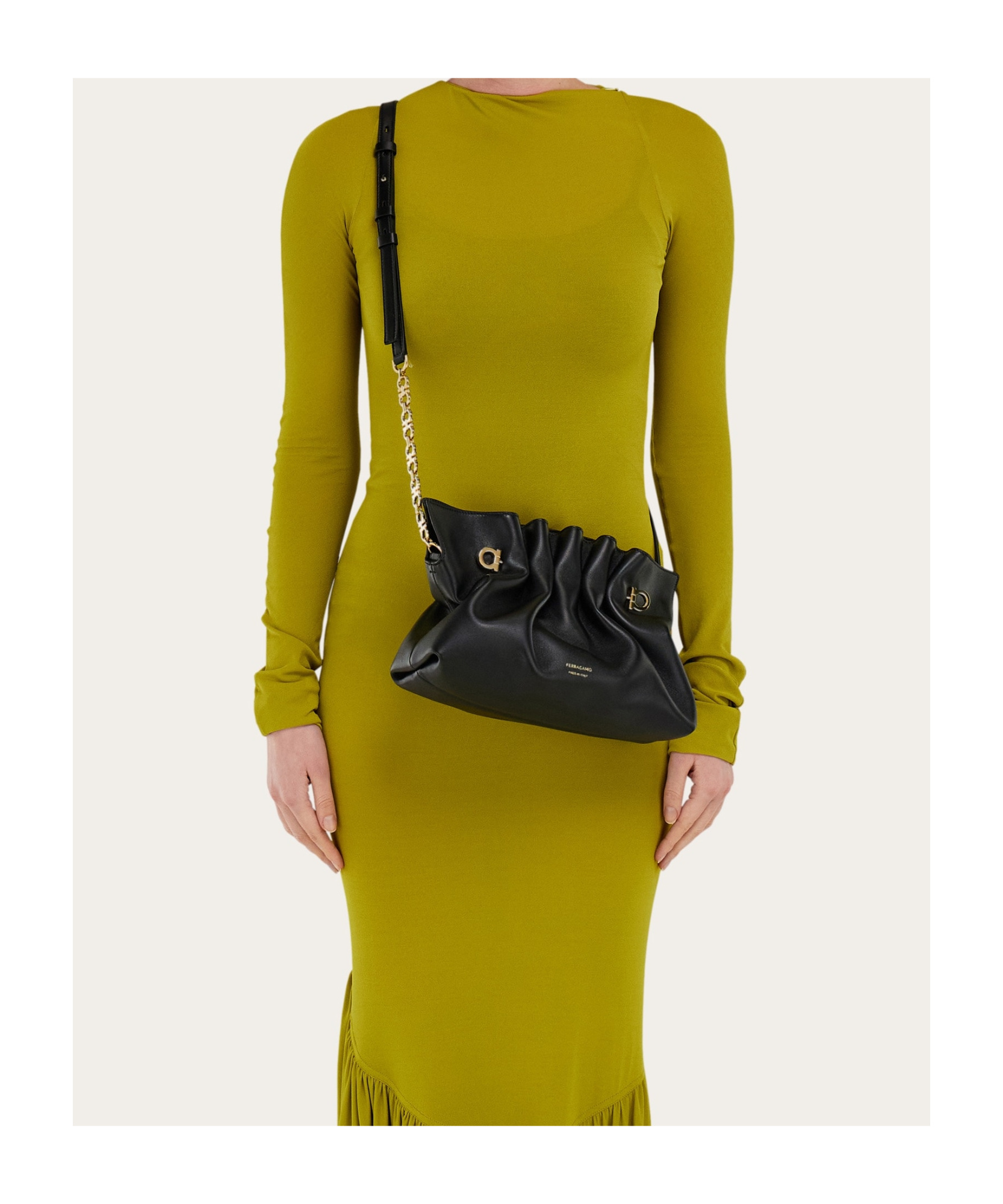 Ferragamo Medium Pleated Nappa Leather Shoulder Bag In Multi