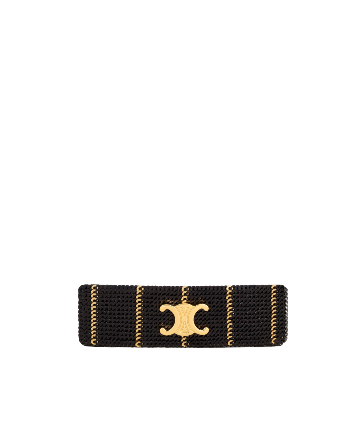 Celine Striped Sequins Hair Clip In Polyester And Brass With Gold Finish In Multi