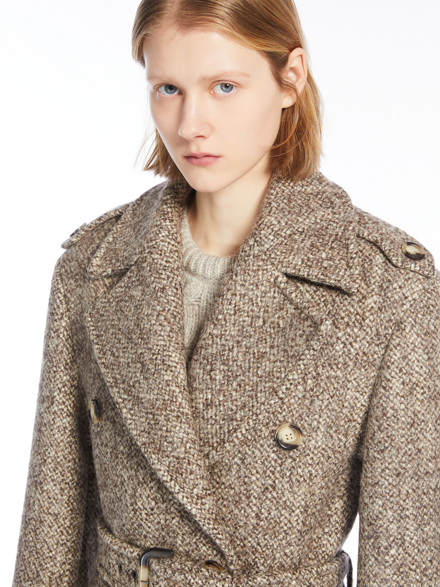 Sportmax Melange Brown Wool Blend Denaro Coat In Gray