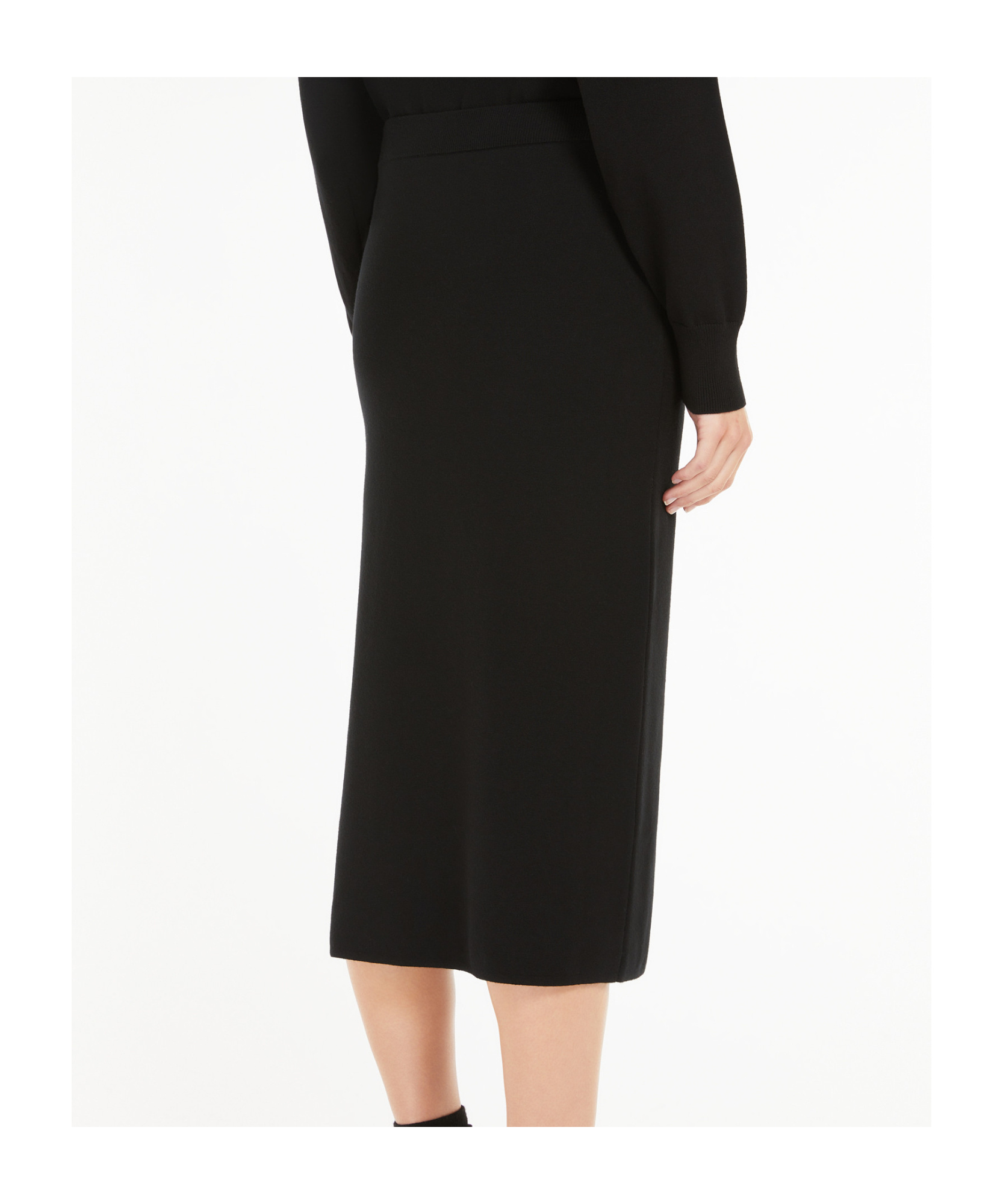 Max Mara Medium And Long Wool Pencil Skirt In Black