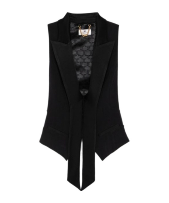 Elisabetta Franchi Lightweight Cool Wool Waistcoat In Black