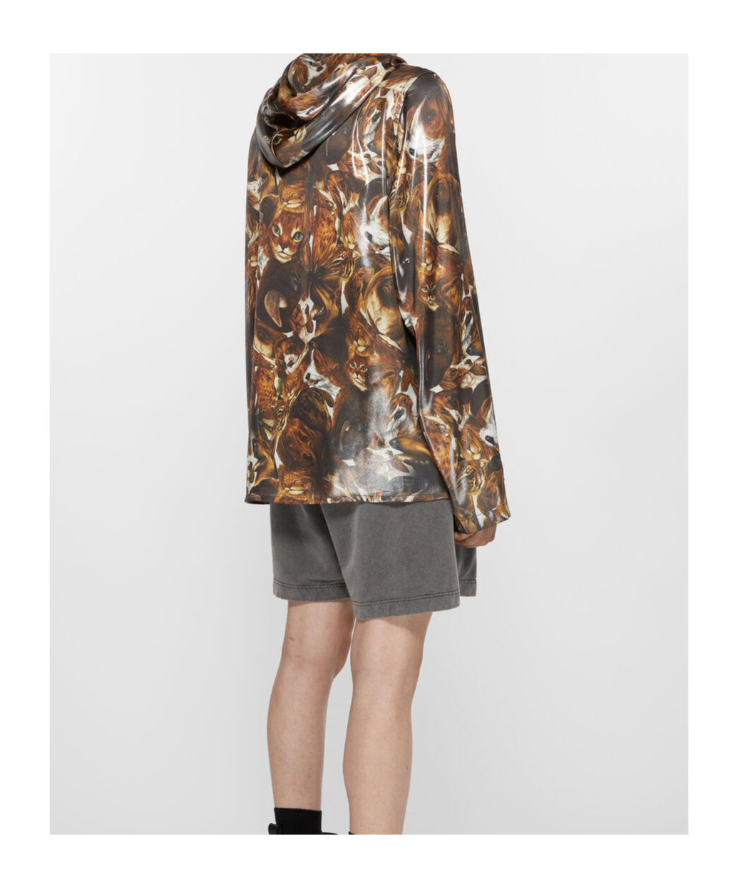 Acne Studios Graphic-print Hooded Lightweight Jacket In Brown