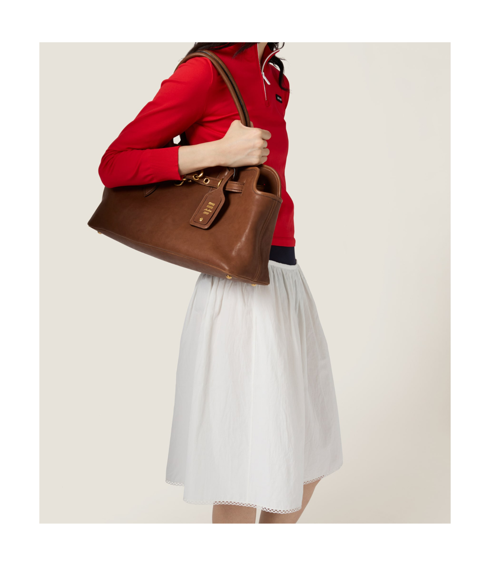 Miu Miu Cotton-linen Midi Skirt In White