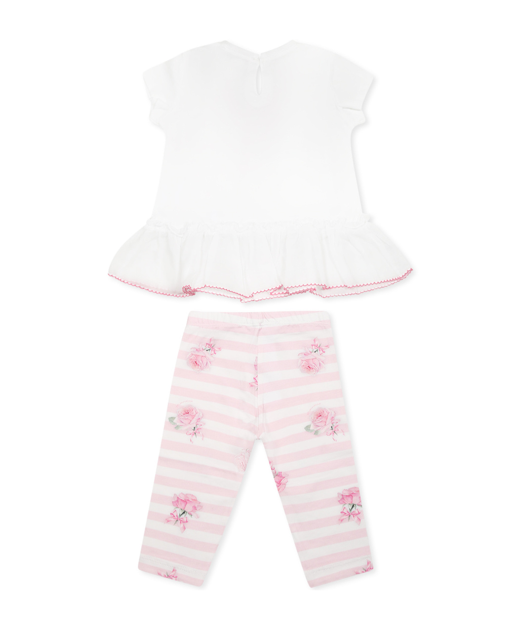 Monnalisa Rose-print Trouser Set In White