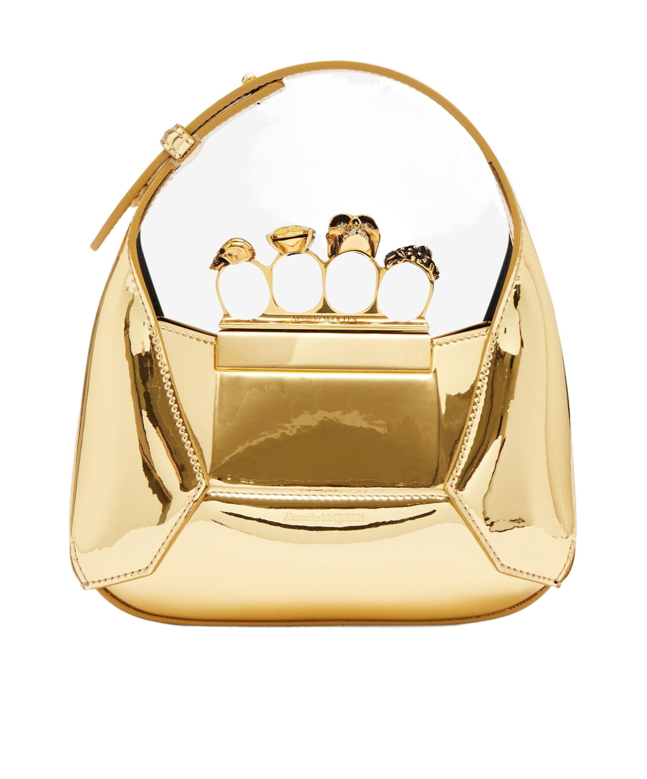 Alexander Mcqueen Jewelled Hobo Mini Shoulder Bag In Gold