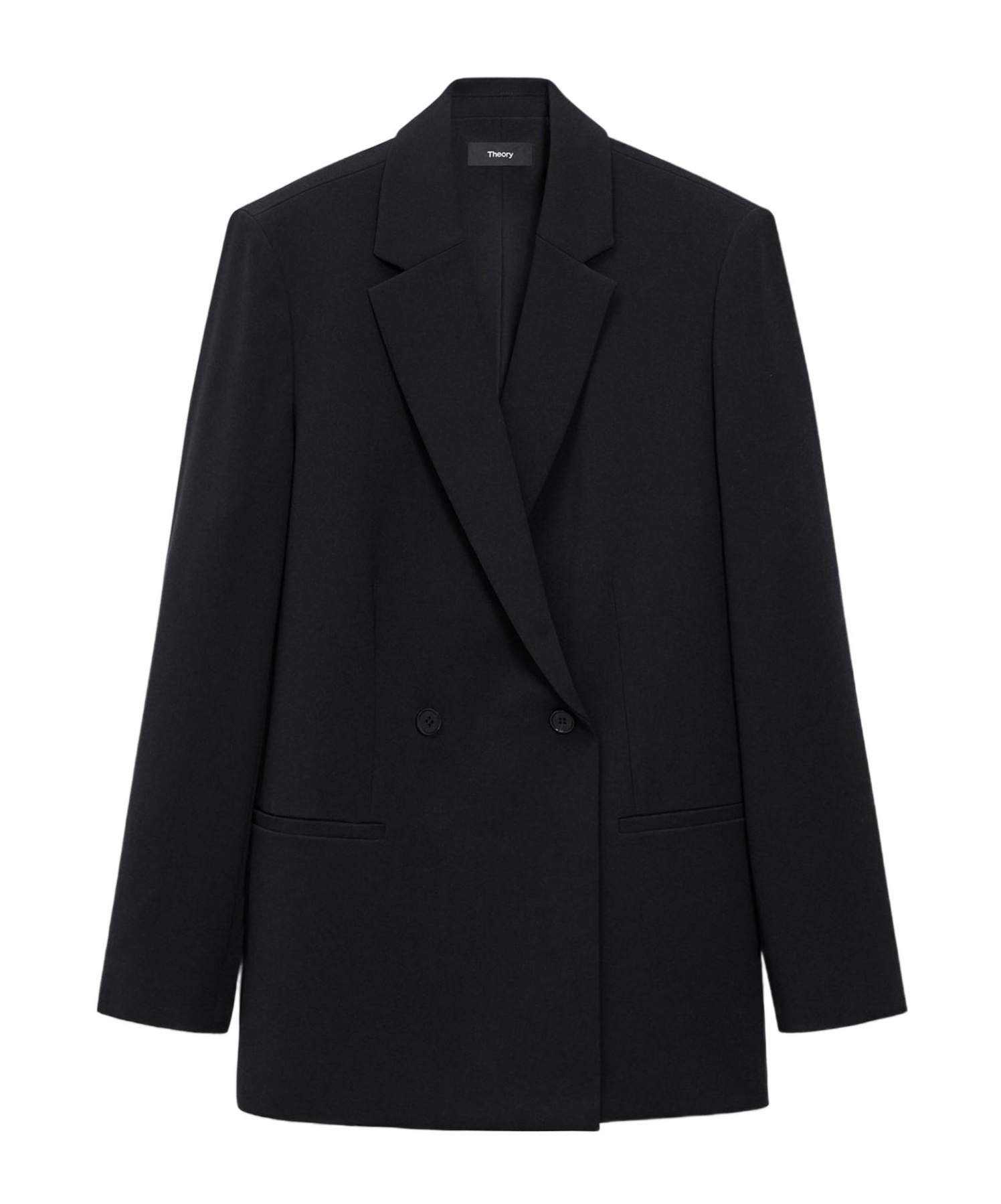 Theory Double-breasted Blazer In Black