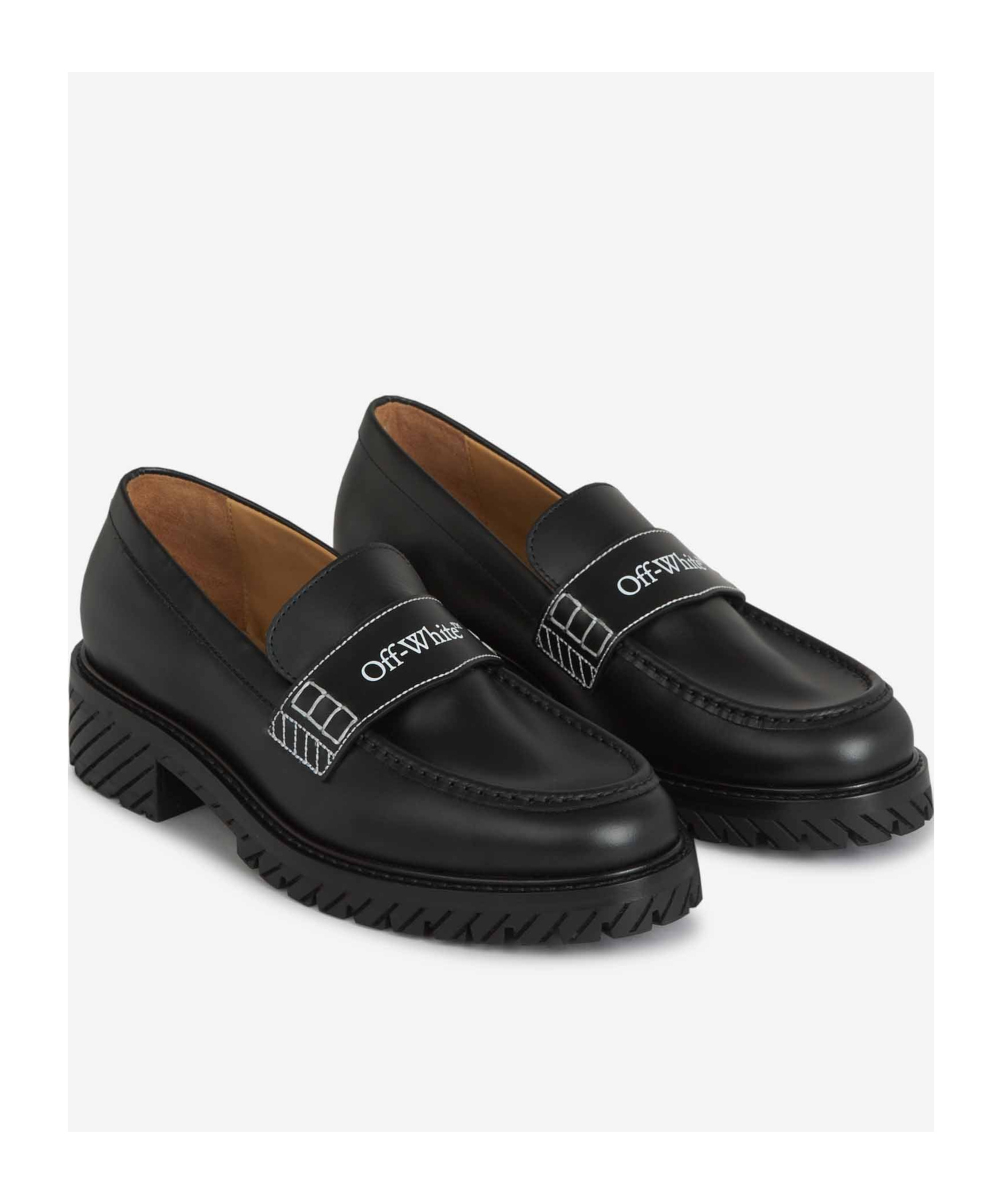 Off-white Logo Loafers In Black