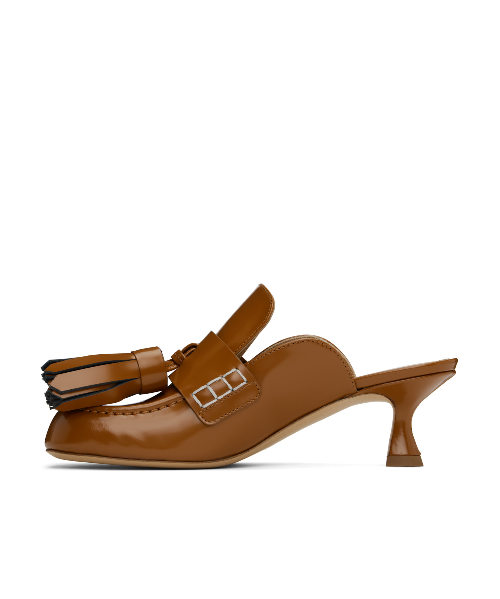Jw Anderson Tan Tassel Leather Mules In Brown