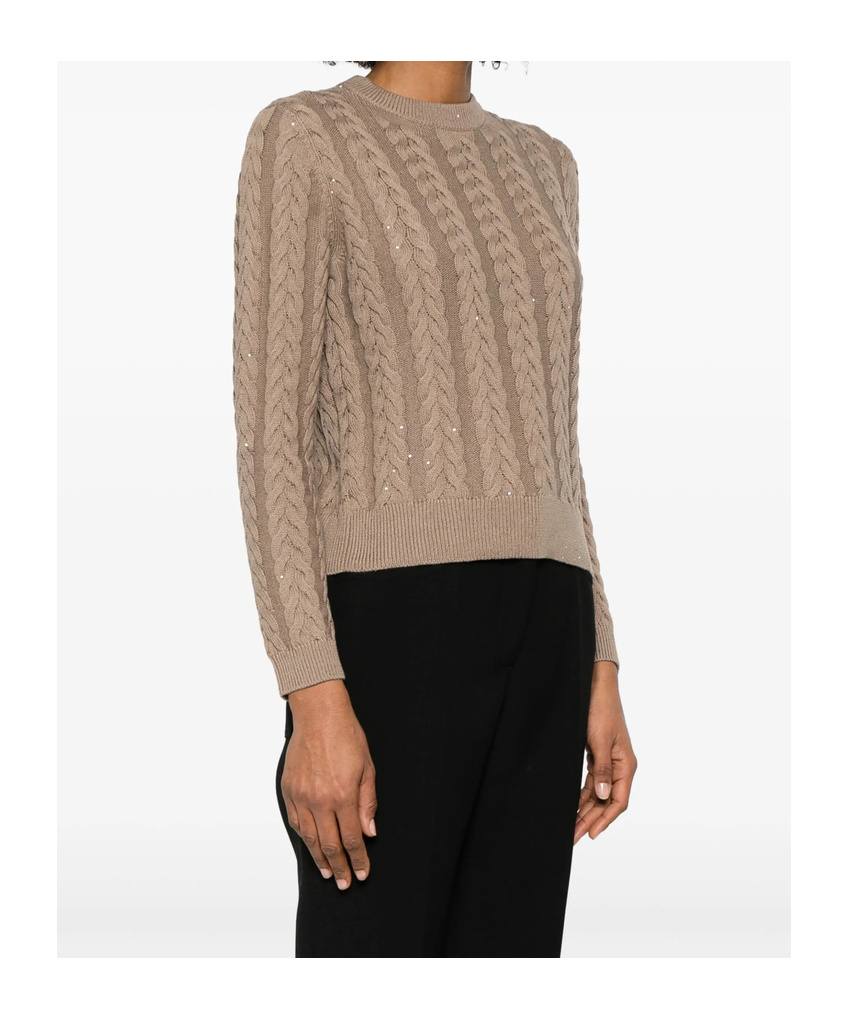 Shop Brunello Cucinelli Cable-knit Sweater In Nude