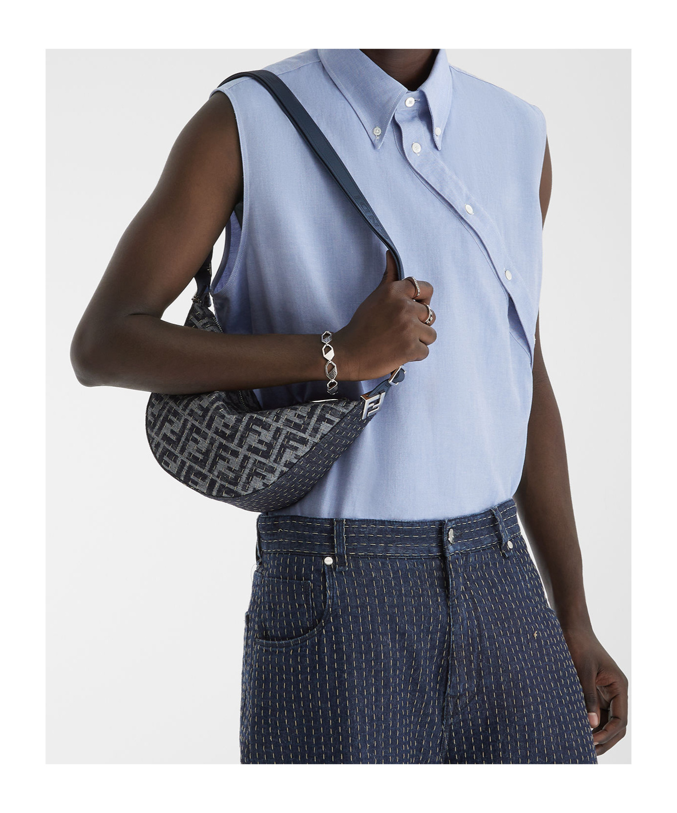 Fendi Ff Melon Small Shoulder Bag In Black