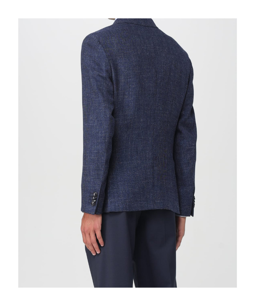 Zegna Long-sleeved Suit Jacket In Blue