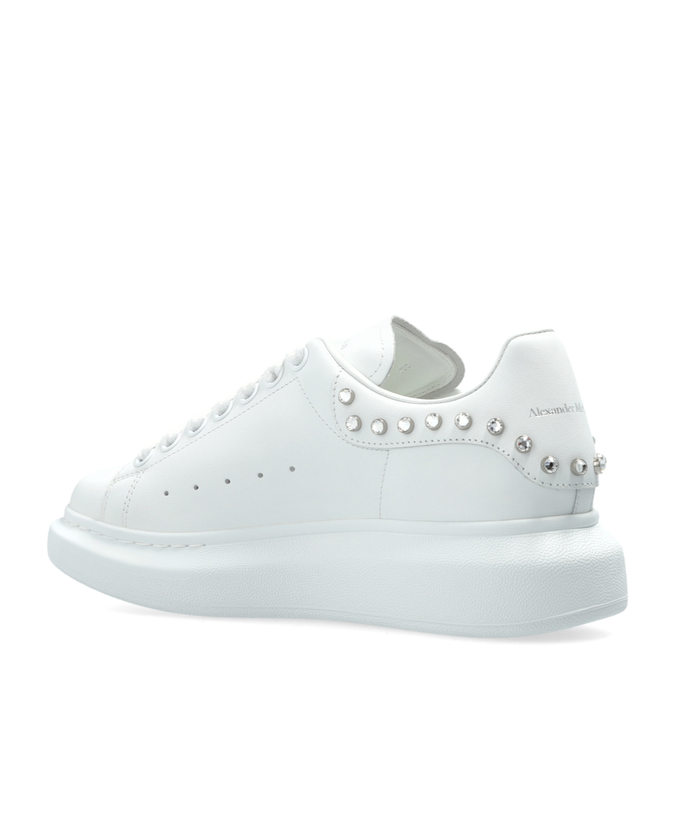 Alexander Mcqueen Leather Sneakers With Platform Sole And Stud Embellishments In White