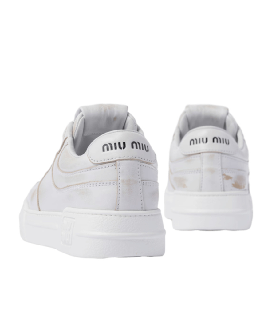 Shop Miu Miu Lace-up Low-cut Casual Shoes In White