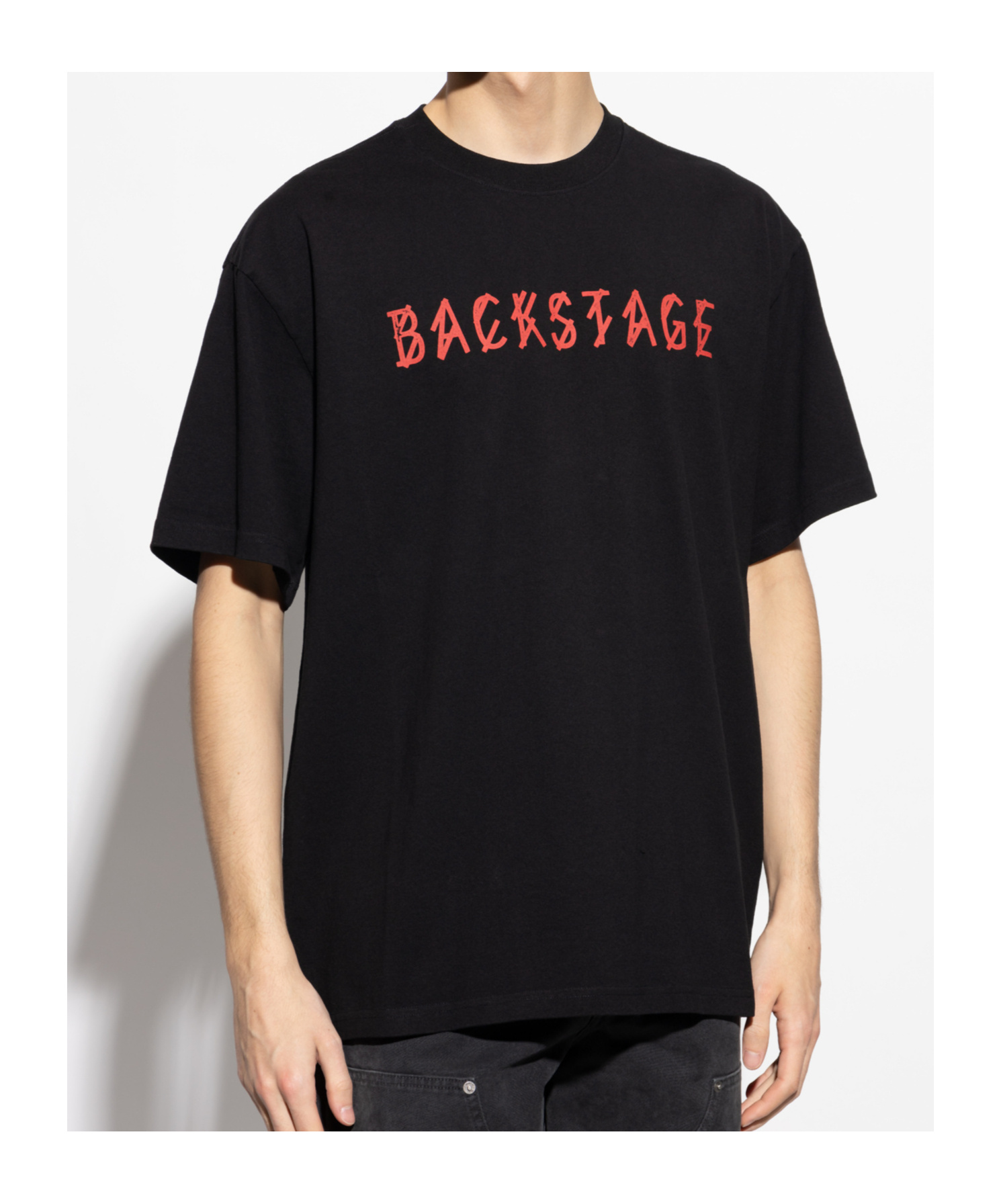 44 Label Group Black T-shirt With Print On The Front And Maxi Logo On The Back In Black