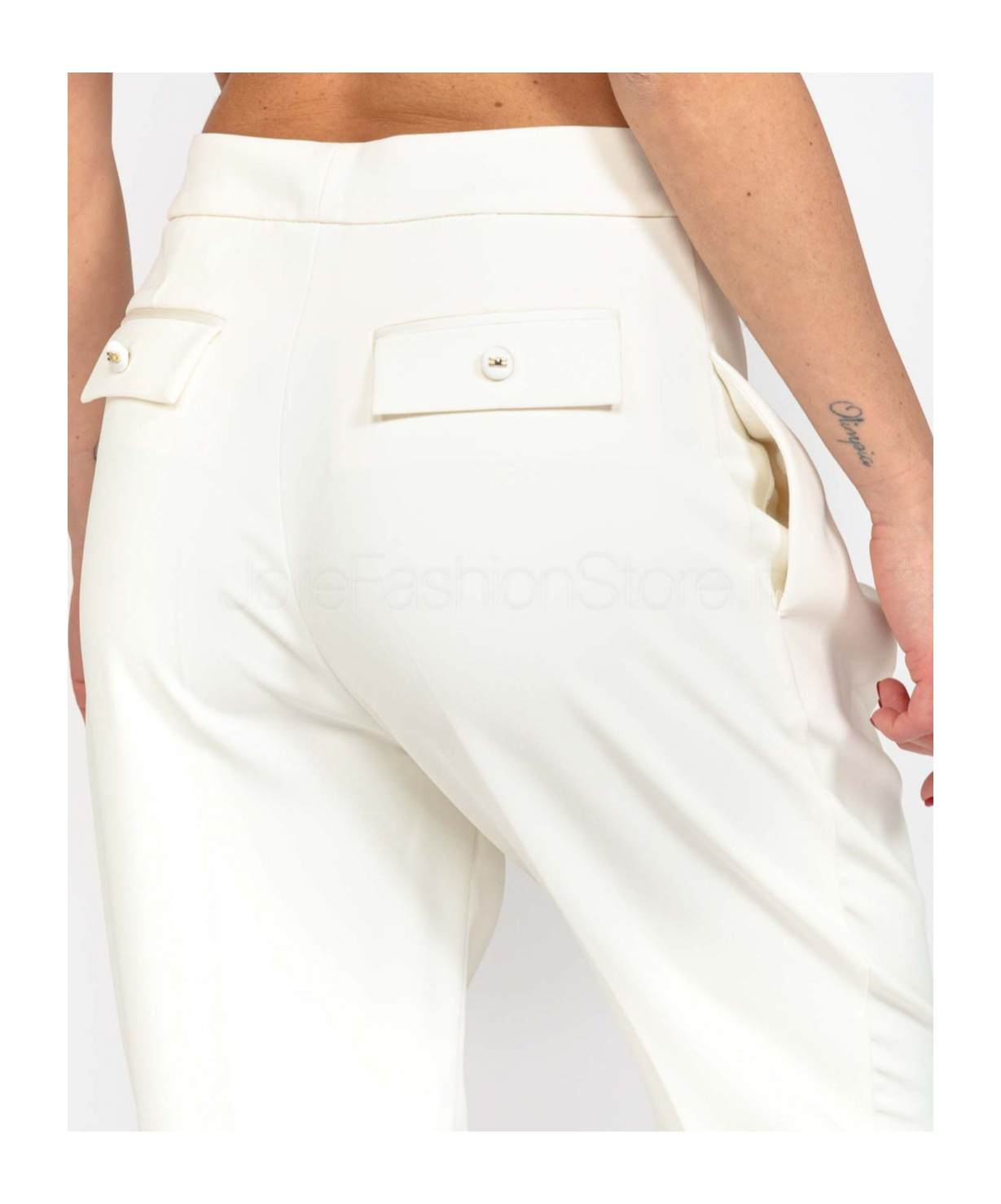 Elisabetta Franchi Creased Casual Pants In White