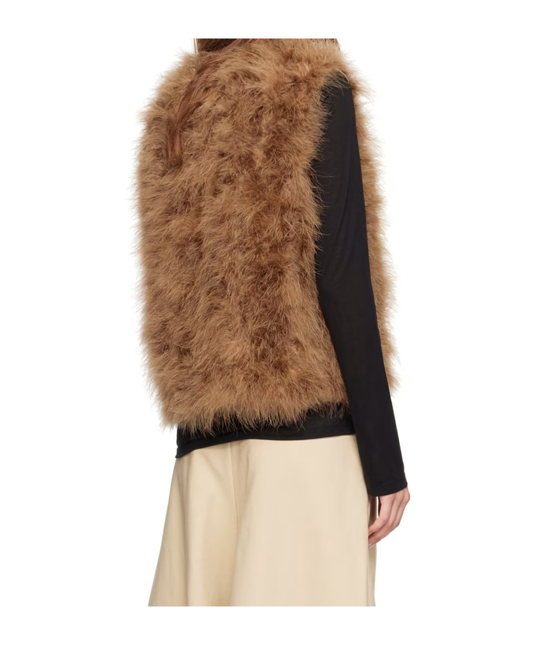Yves Salomon Brown Feather Vest In Brown