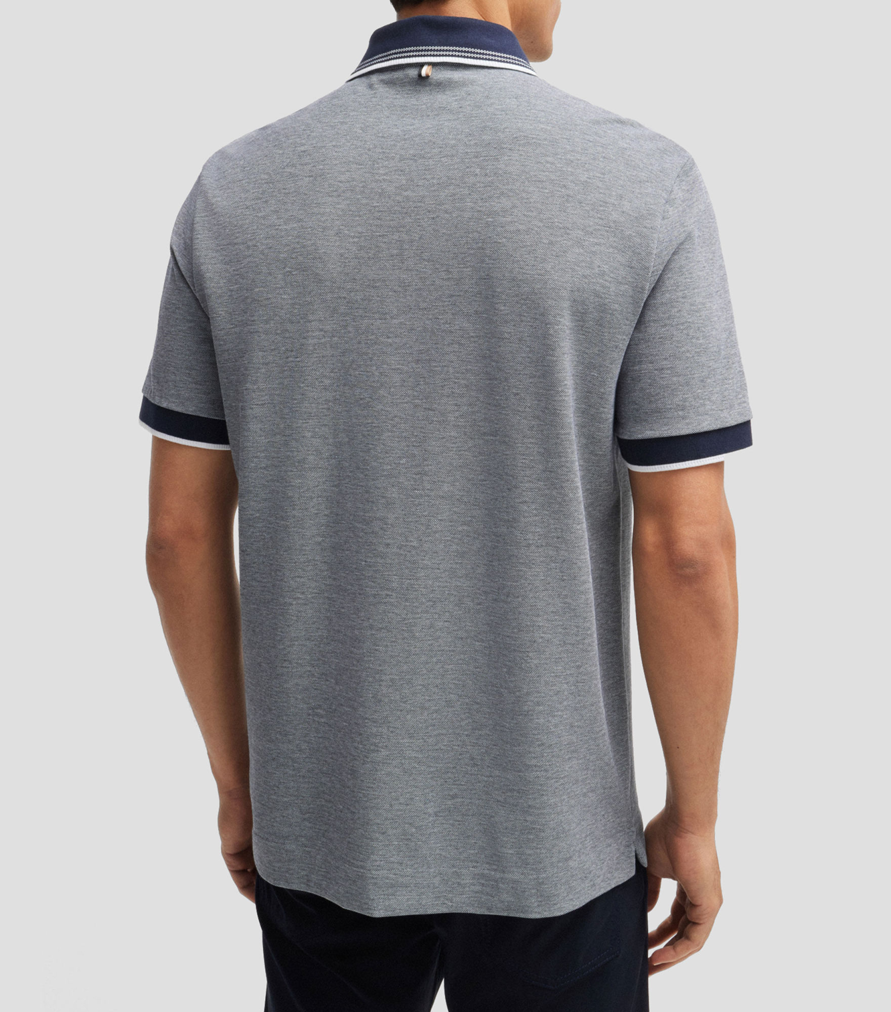Hugo Boss Mens Dark Blue Logo-embroidered Short-sleeve Cotton Polo In Gray