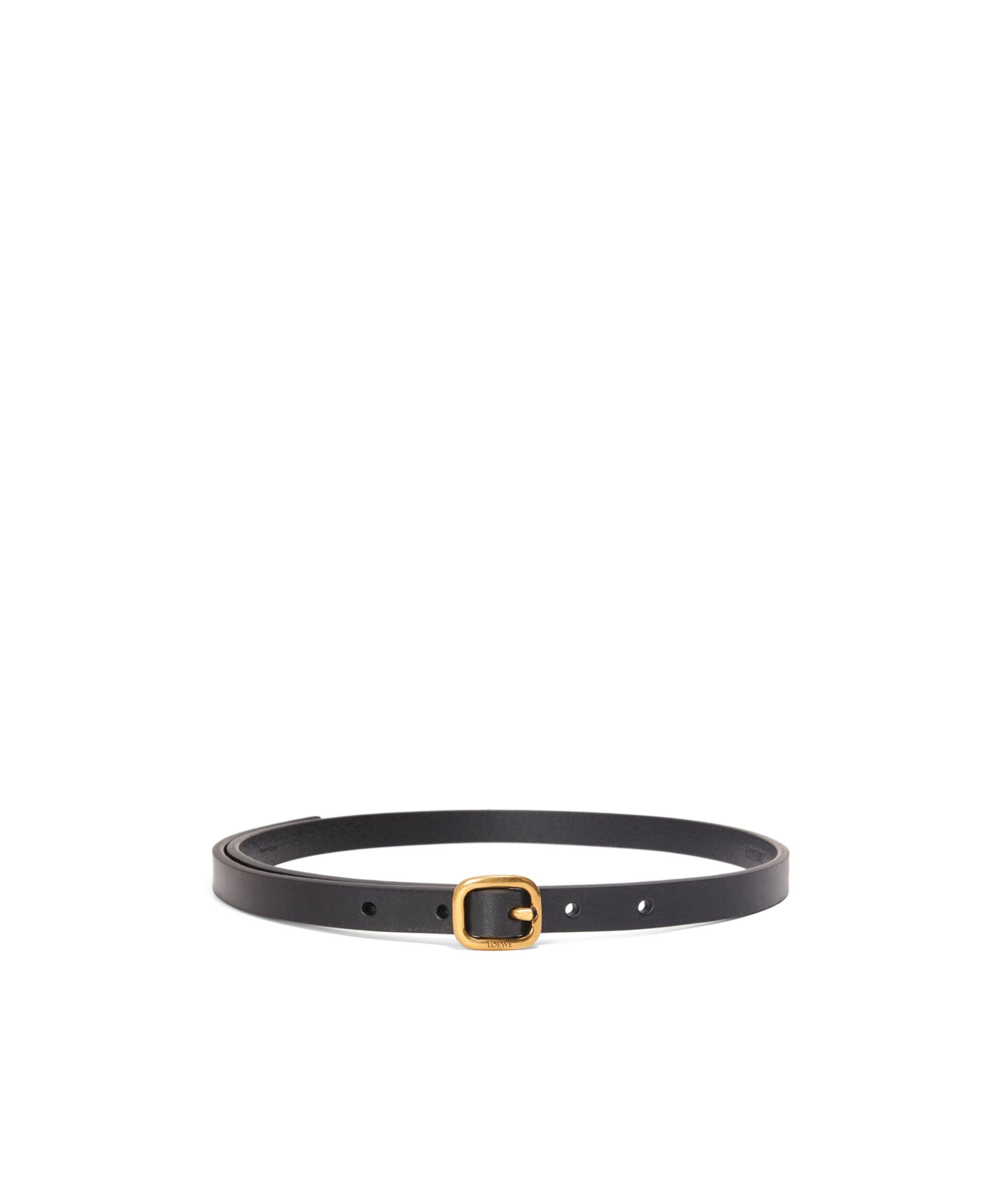 Loewe Round Soft Logo Engraved Buckle Leather Belt In Black
