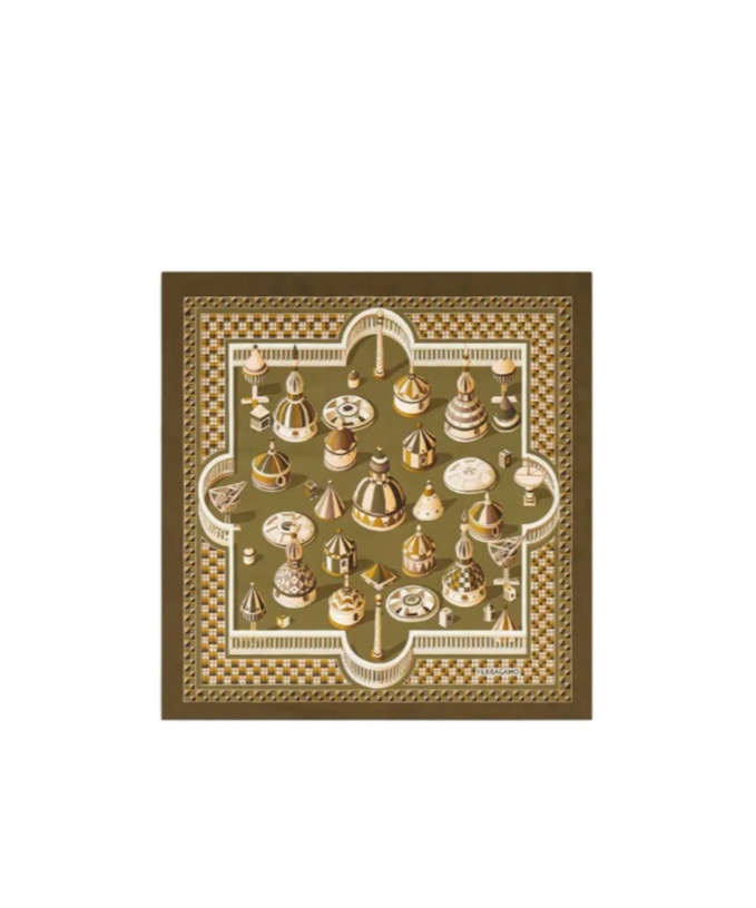 Ferragamo Printed Silk Scarf In Green