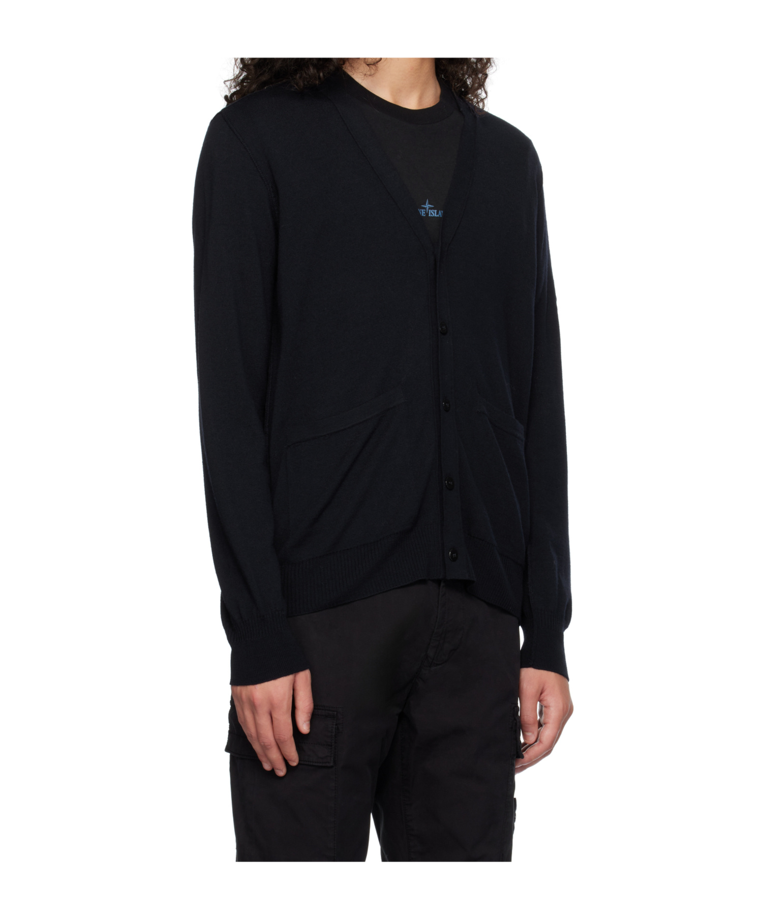 Stone Island Black Patch Cardigan In Black