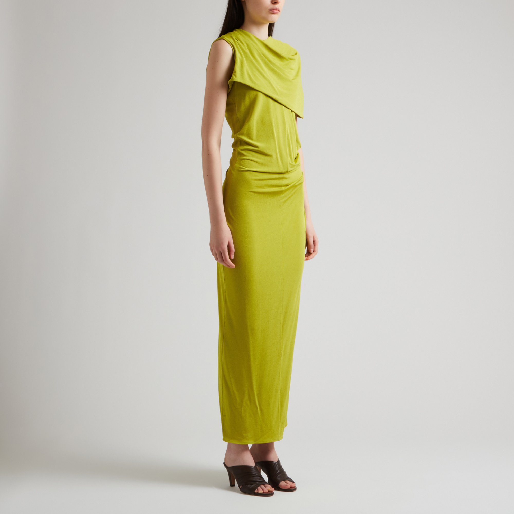 Magda Butrym Draped Cowl-neck Dress In Green