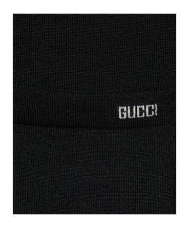 Gucci Fine Wool Knit Cardigan With Intarsia In Black