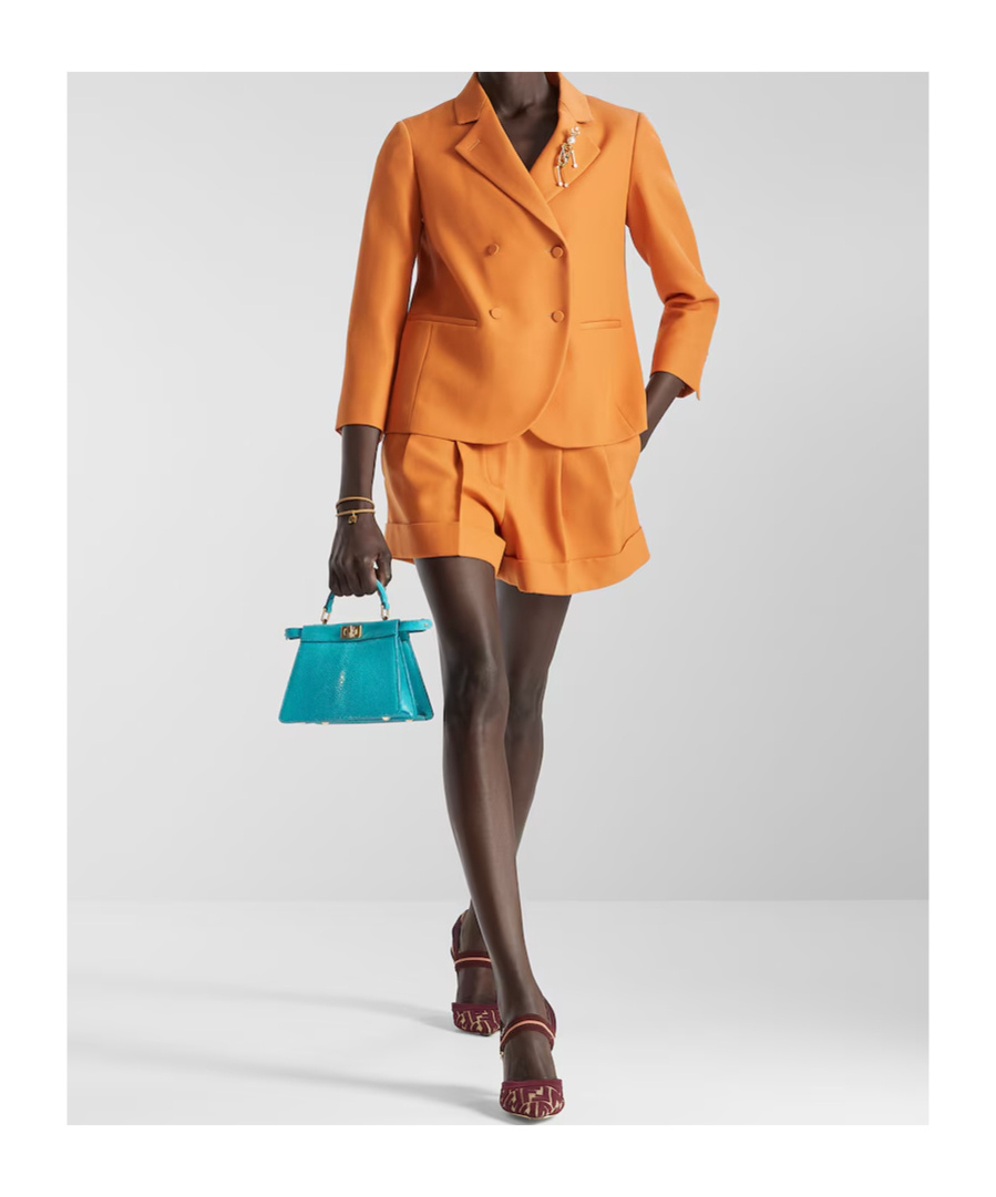 Fendi Orange Grain De Poudre Wool Jacket In Orange