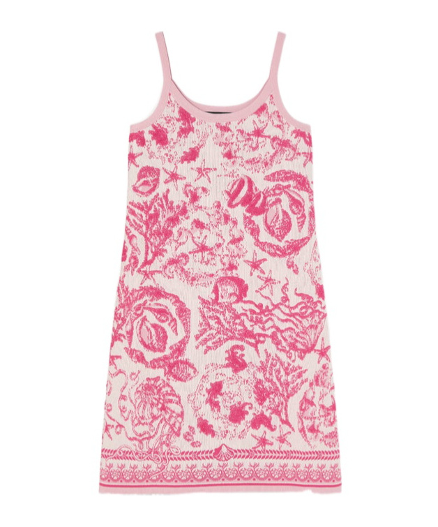 Versace Pink Underwater Barocco A-line Knit Minidress In Pink