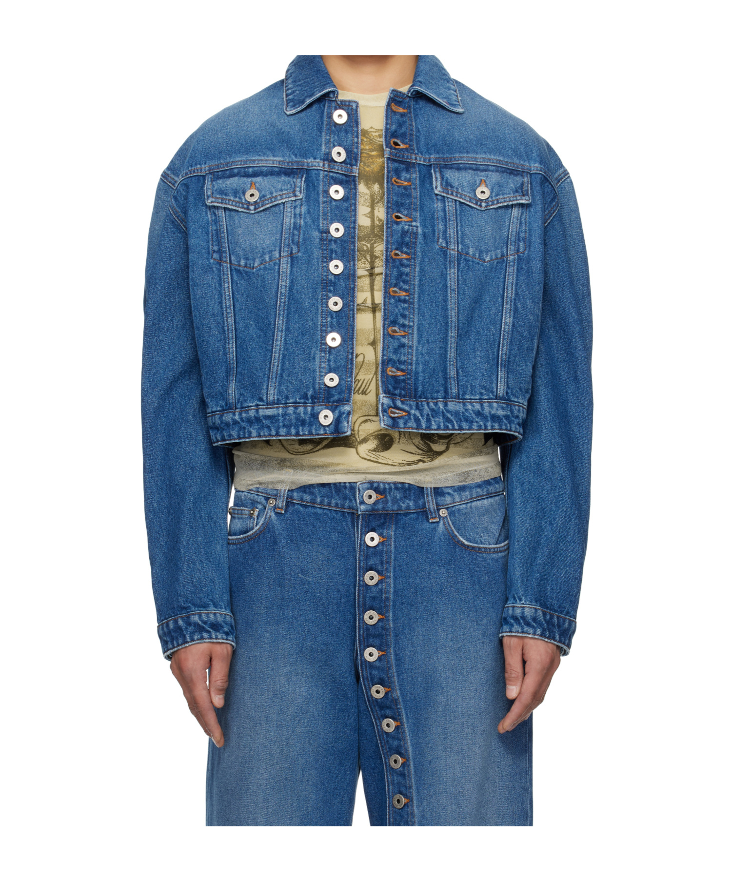 Jean Paul Gaultier Button Long Sleeve Denim Jacket In Blue