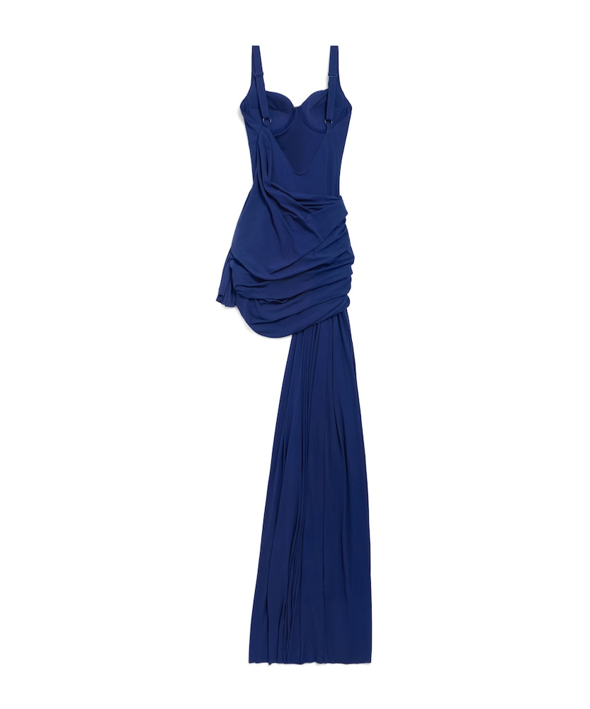 Balenciaga Women's Open Back Dress In Elegant Blue In Blue