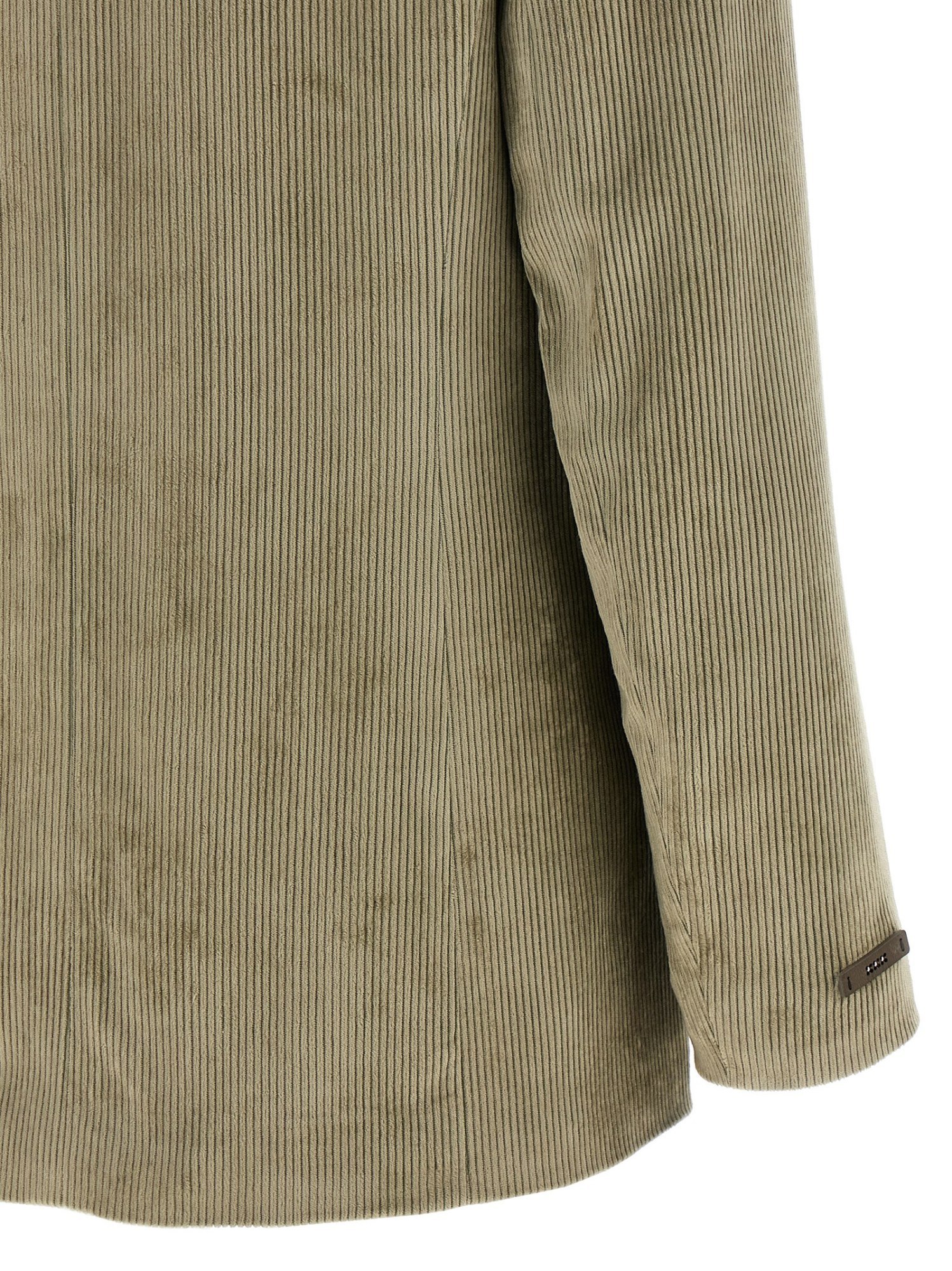 Peserico Ribbed Velvet Blazer With Flap Pockets In Green