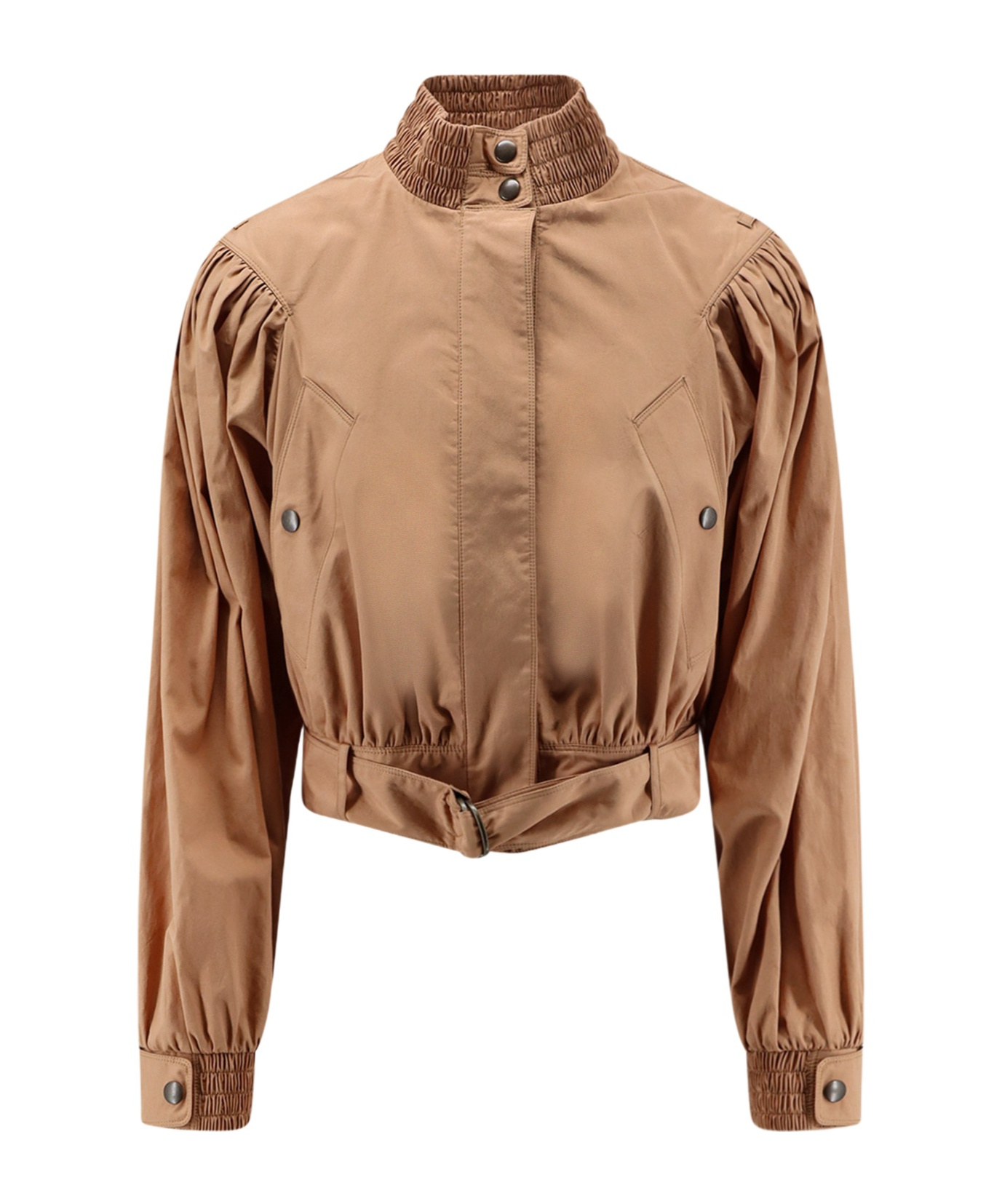 Chloé Ruched Short Cotton Poplin Jacket In Reef Shell In Neutral