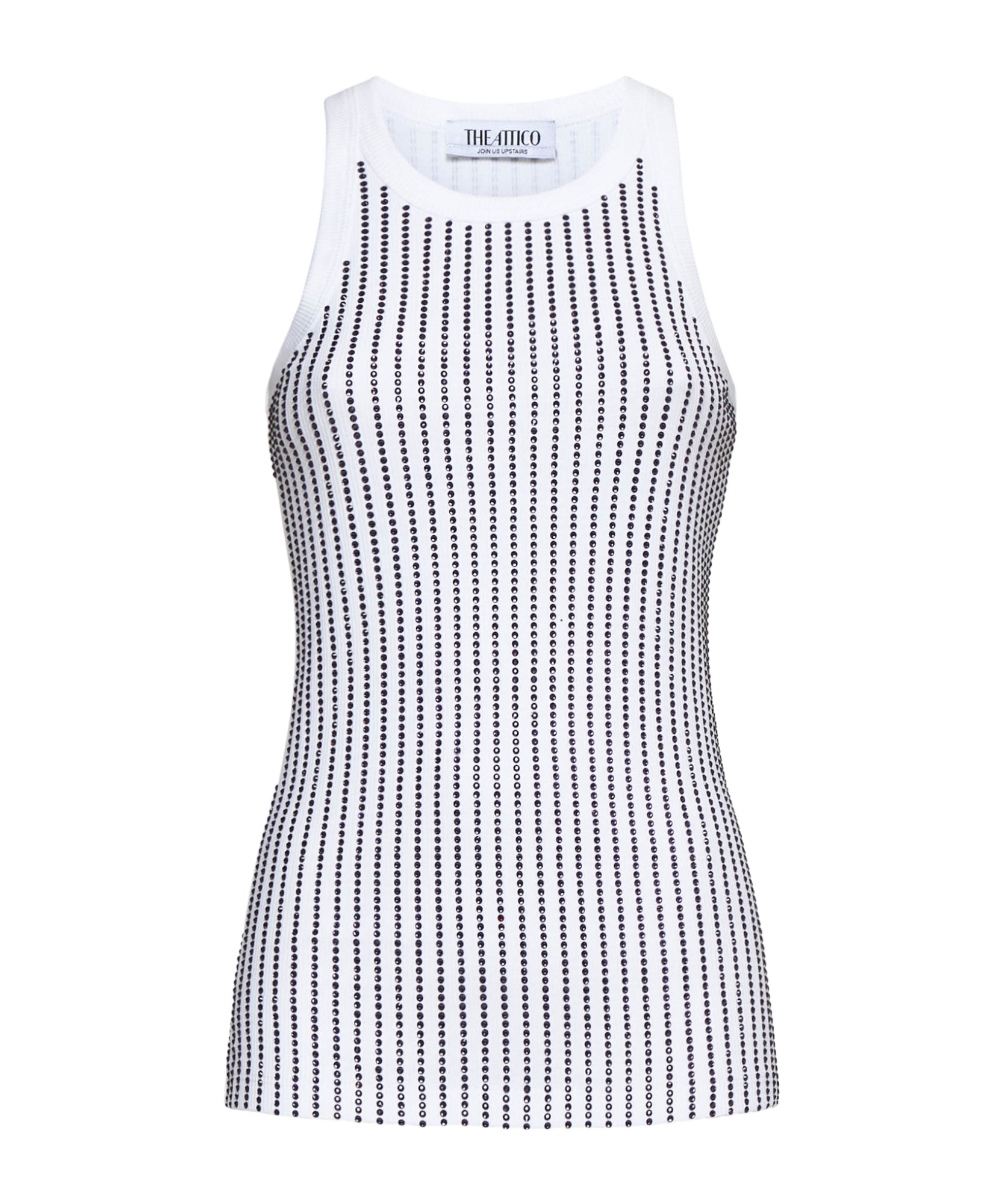Attico White Tank Top With White Rhinestone In White