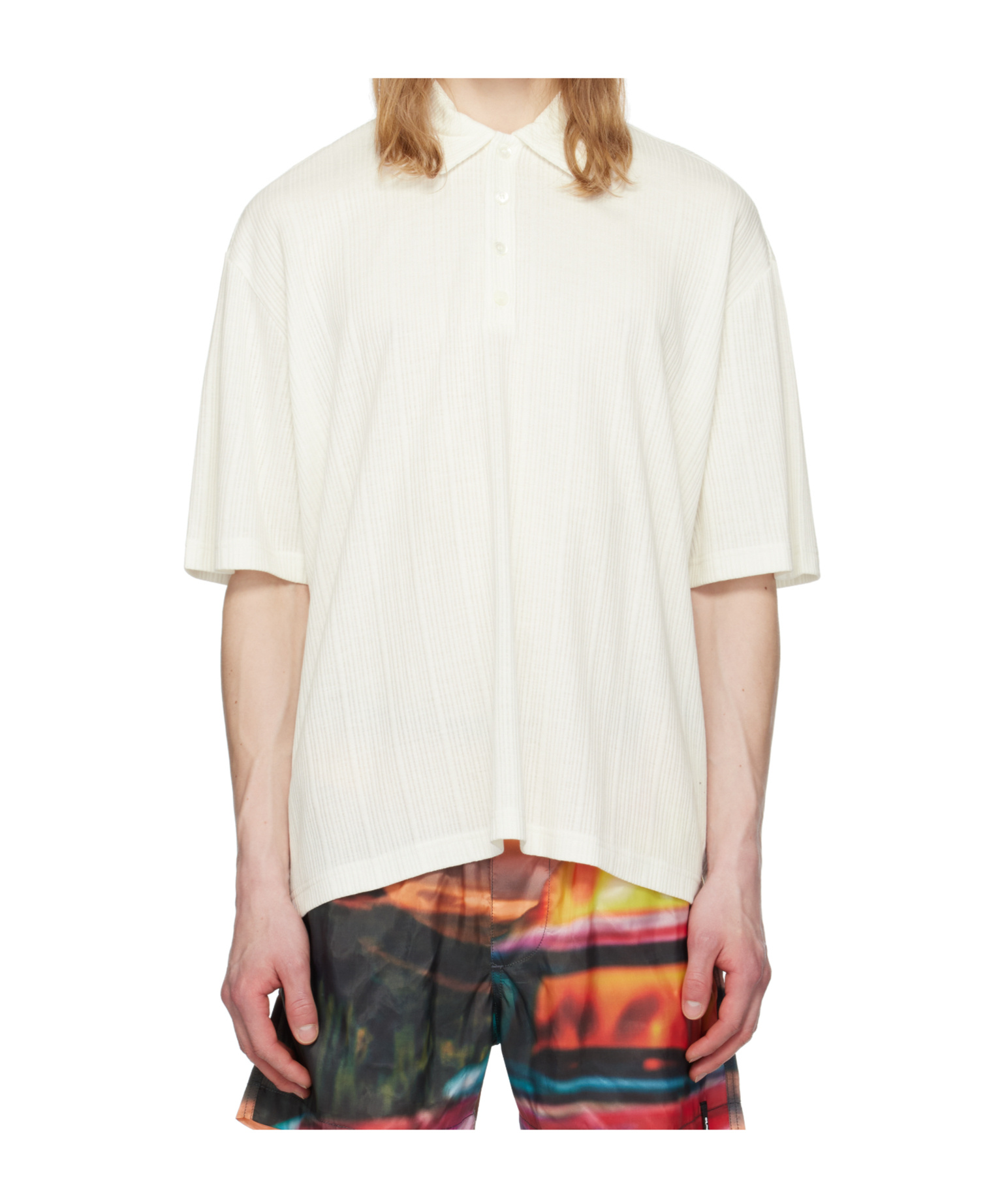 Sunnei Lapel Short-sleeved Polo Shirt In White
